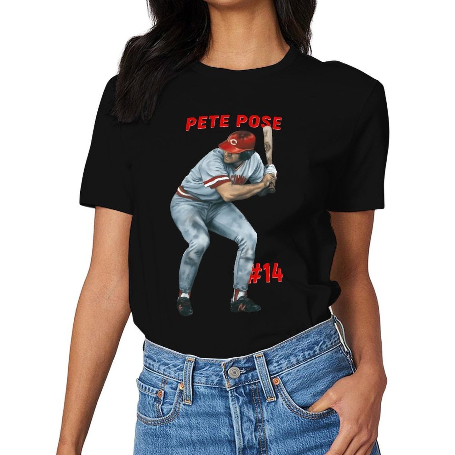 Inkmay Casual Cotton T-shirt Baseball Player In Gray Uniform Holding Unisex T-shirtIndoor Relaxed Fit T-Shirt