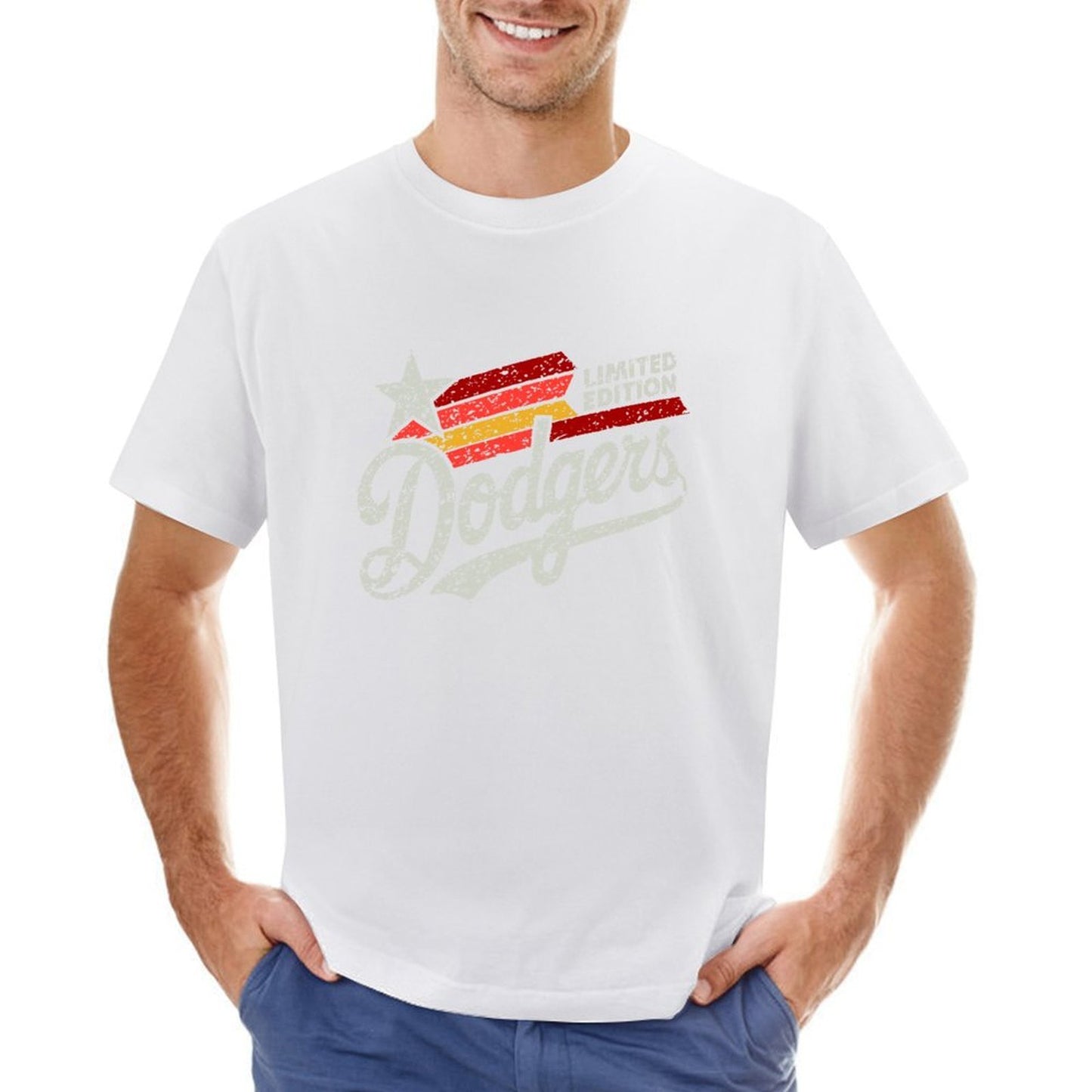 Inkmay Casual Cotton T-shirt Abstract Red And Yellow Design Unisex T-shirtCleanCut Relaxed T-Shirt
