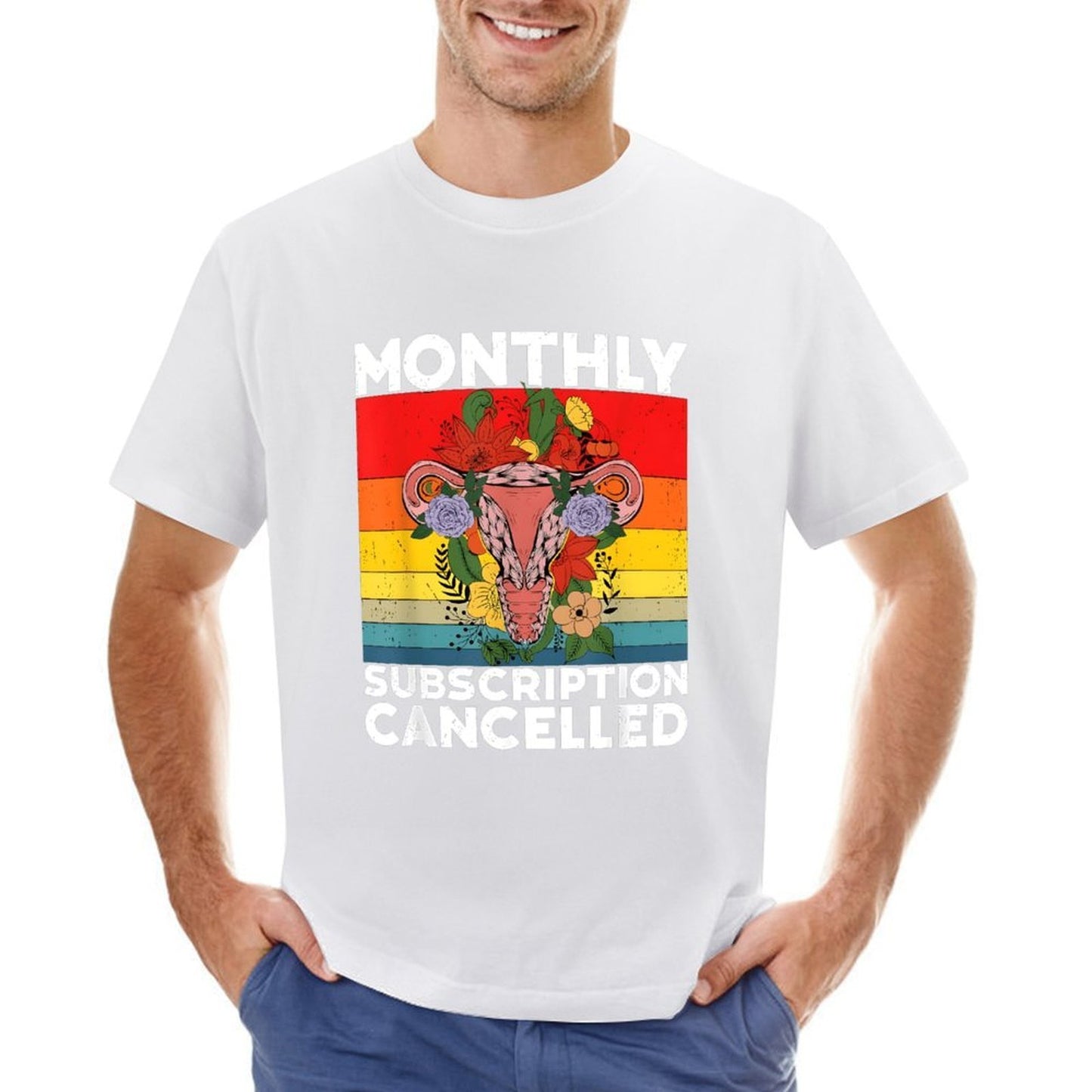 Inkmay Casual Cotton T-shirt Monthly Subscription Cancelled With Floral Design Unisex T-shirtFresh Eco-Conscious T-Shirt