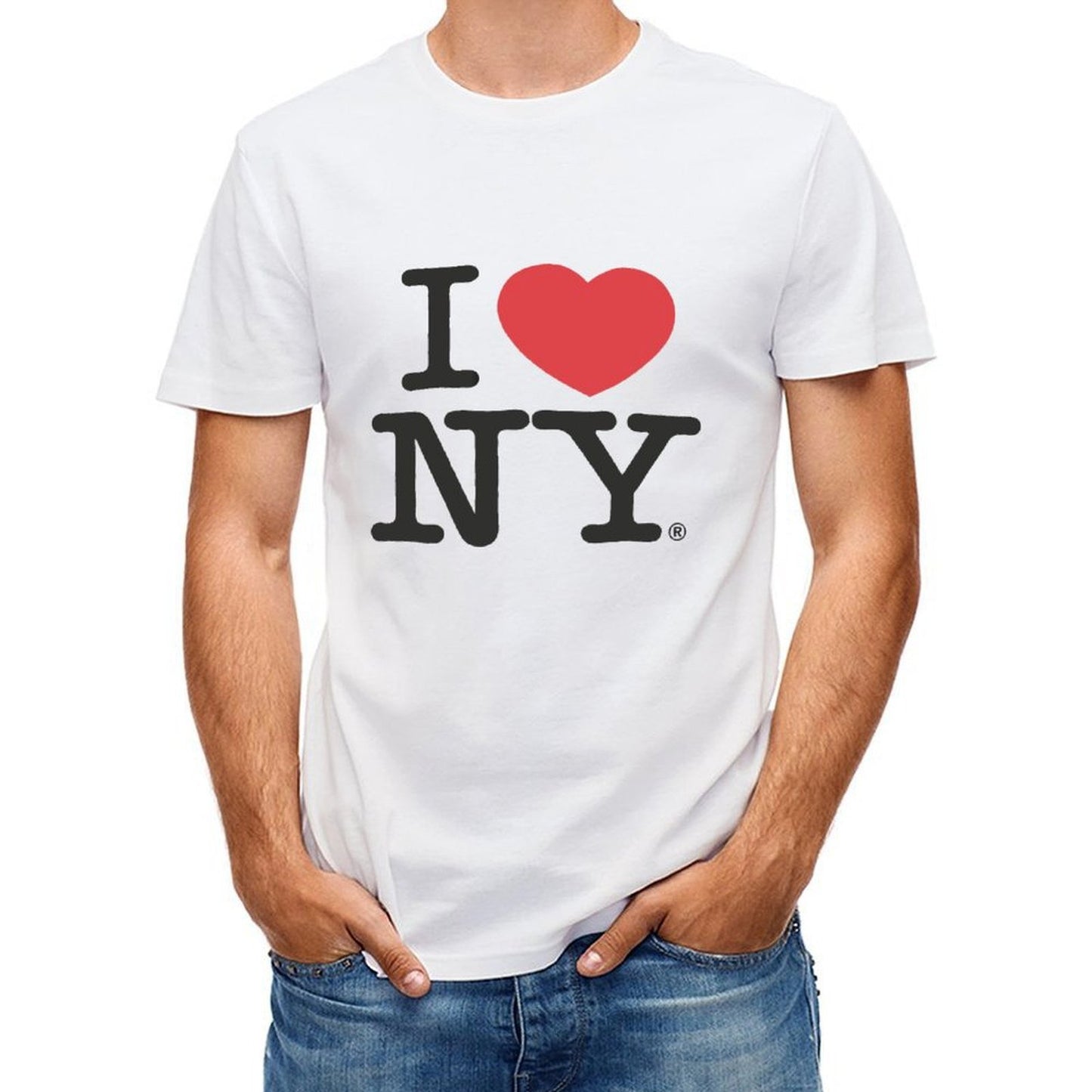 Inkmay Casual Cotton T-shirt Heart Over New York Pattern Print Unisex T-shirtVintage Sharp T-Shirt
