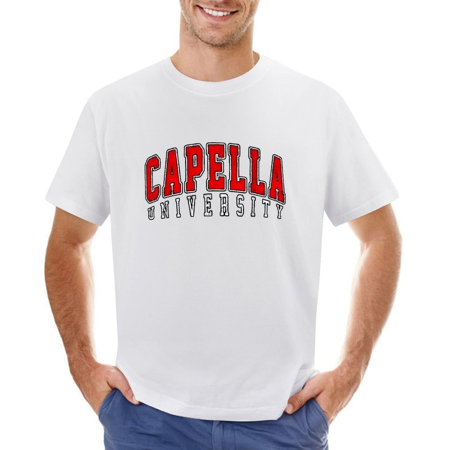 Inkmay Casual Cotton T-shirt Capella University Textured Background Design Artwork Unisex T-shirtSharp Outdoor T-Shirt