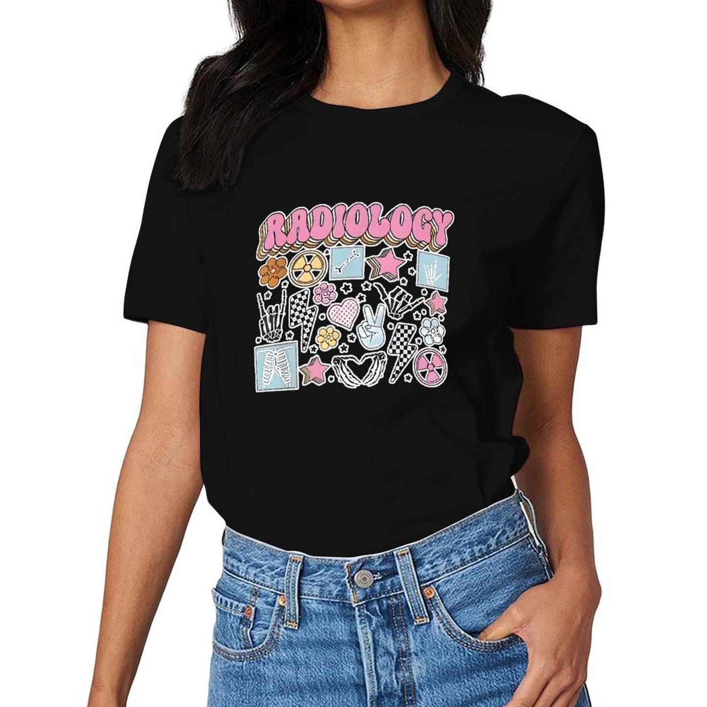 Inkmay Casual Cotton T-shirt Radiology Stickers With Various Designs Unisex T-shirtSlim Fit Long Lasting T-Shirt