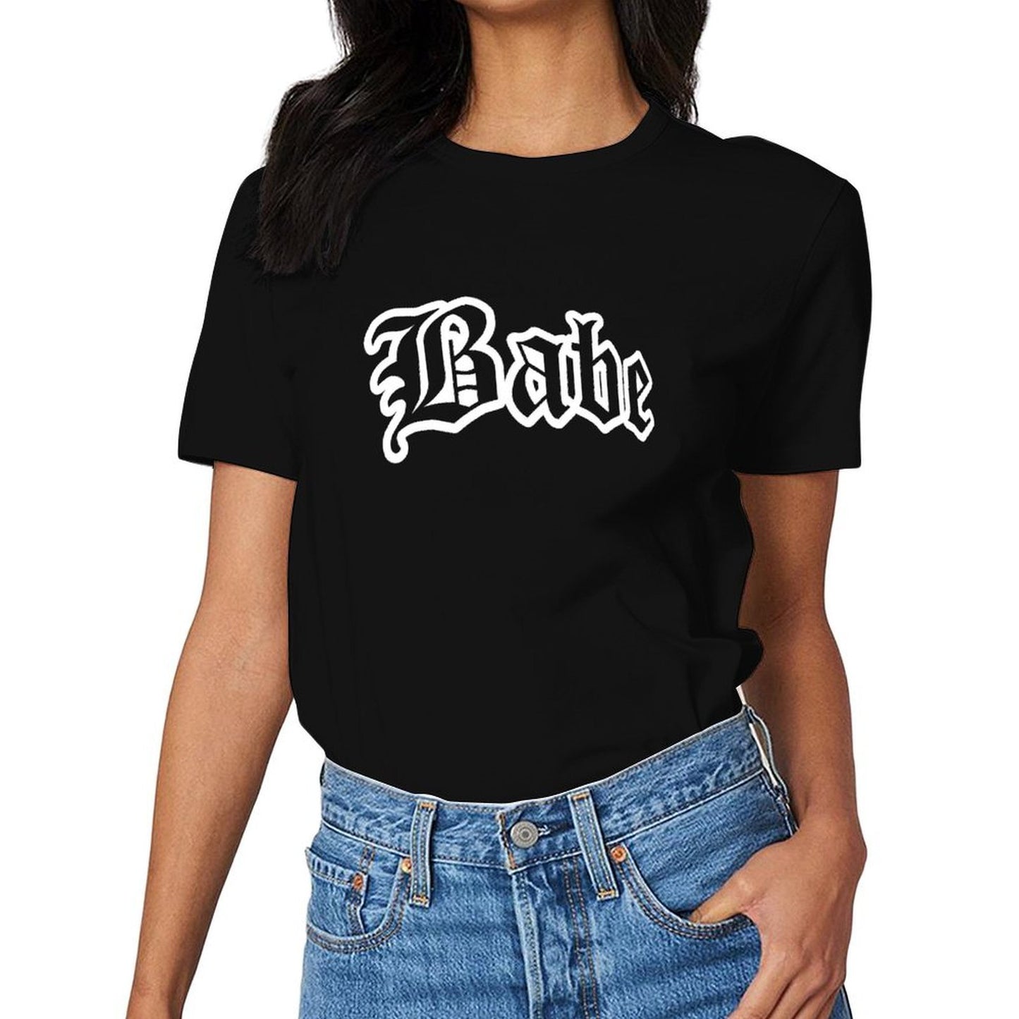 Inkmay Casual Cotton T-shirt Babe In Gothic Style Font Unisex T-shirtSharp Edition T-Shirt