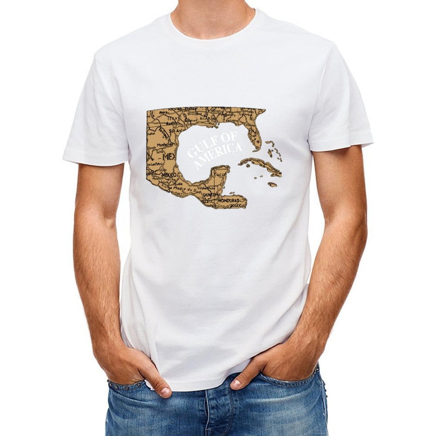 Inkmay Casual Cotton T-shirt Map Of Central America And Unisex T-shirtSlim Fit TrueStyle T-Shirt