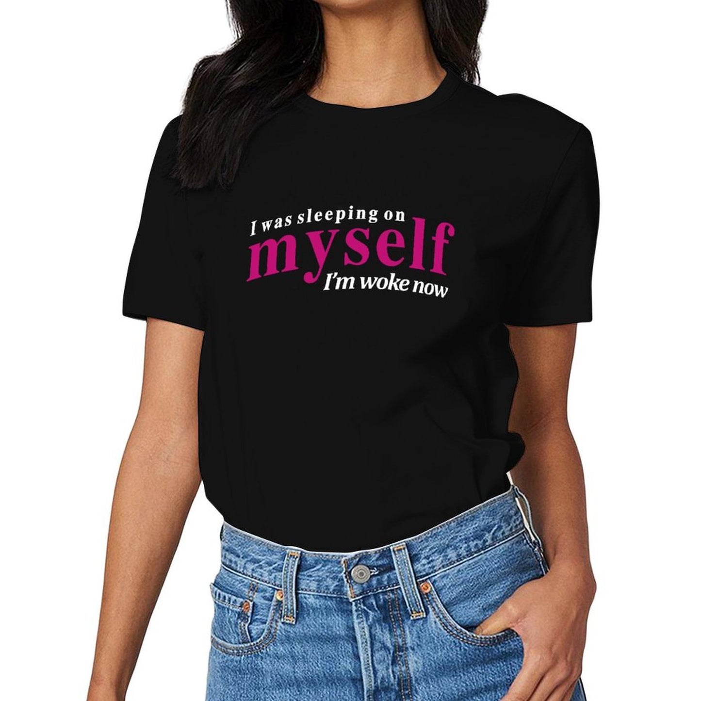 Inkmay Casual Cotton T-shirt Abstract Pink And White Design Art Unisex T-shirtMinimalist YearRound T-Shirt