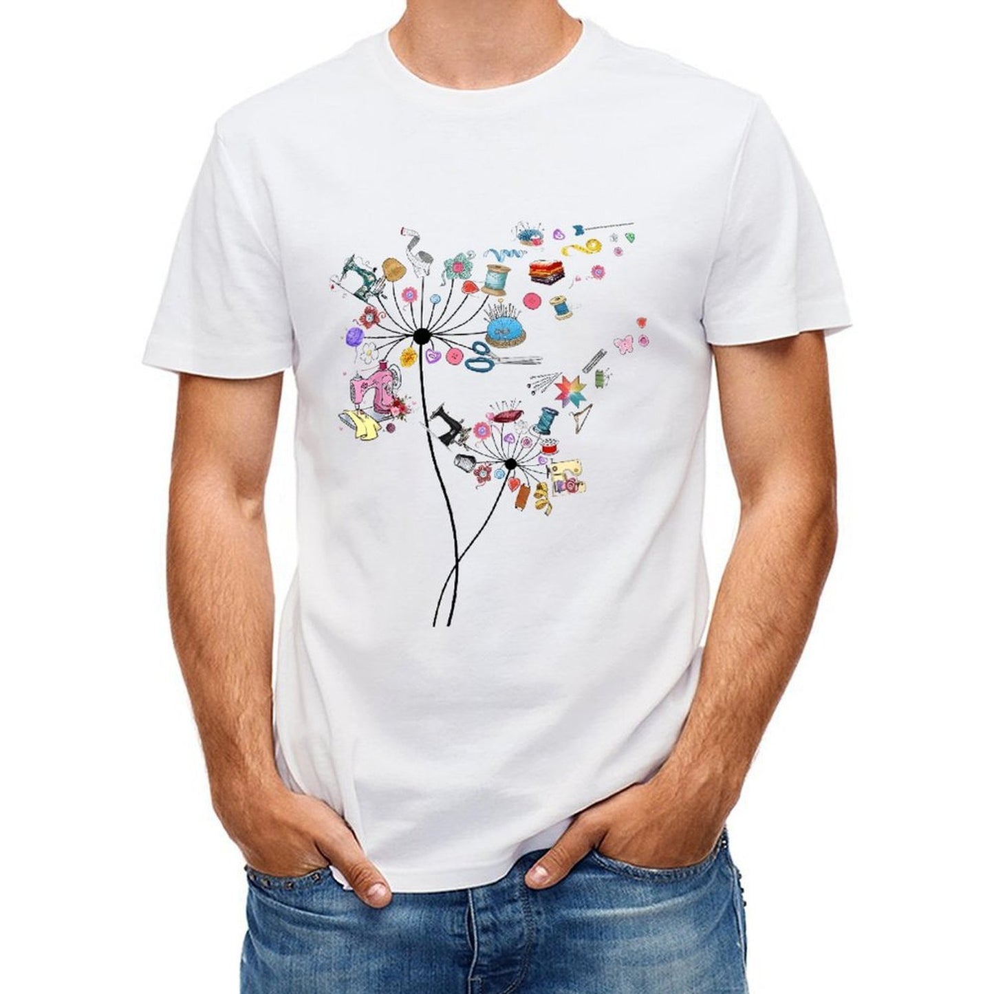 Inkmay Casual Cotton T-shirt Stylish Craft Items On Abstract Background Unisex T-shirt