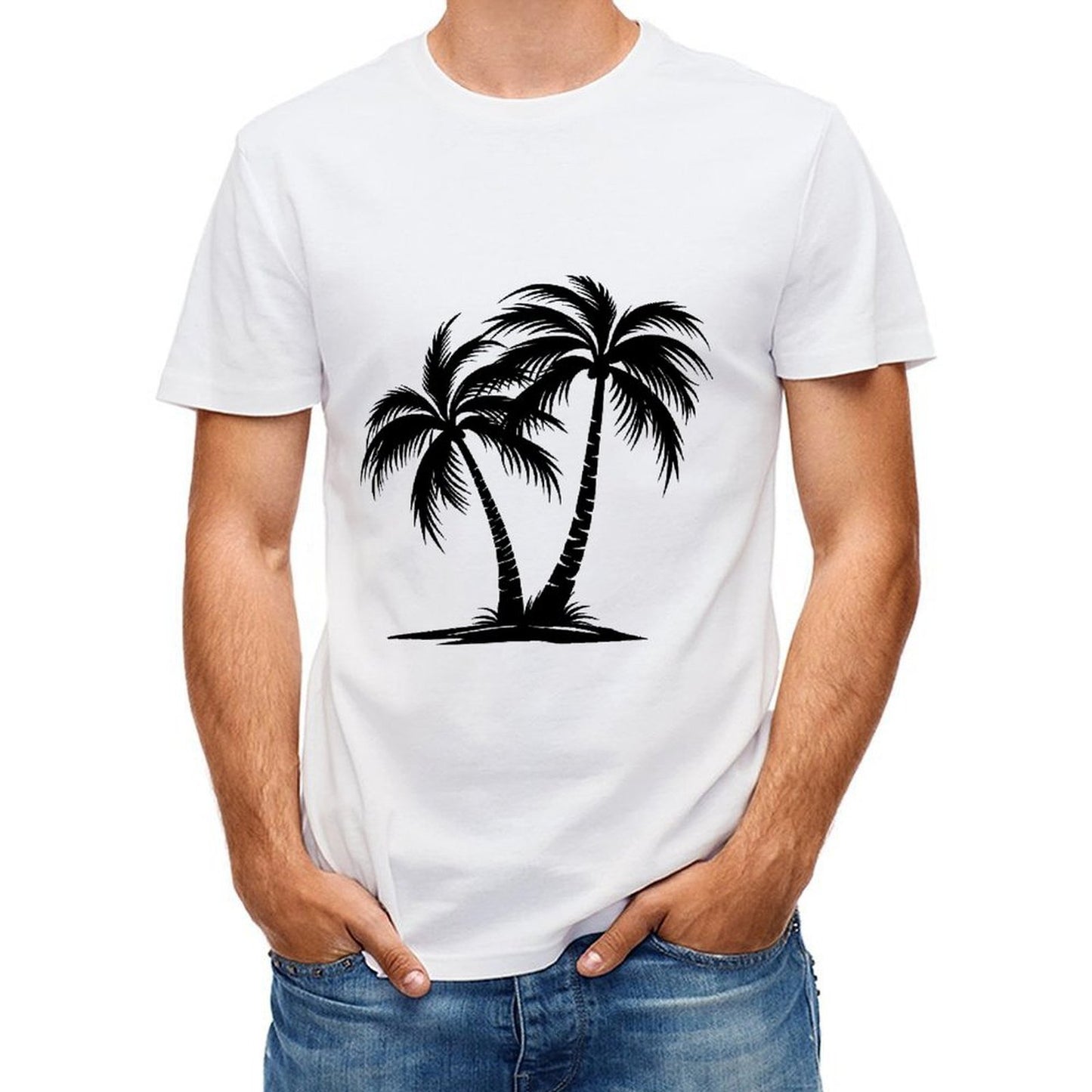 inkmay-casual-cotton-t-shirt-solid-white-vertical-line-on-black-unisex-t-shirt