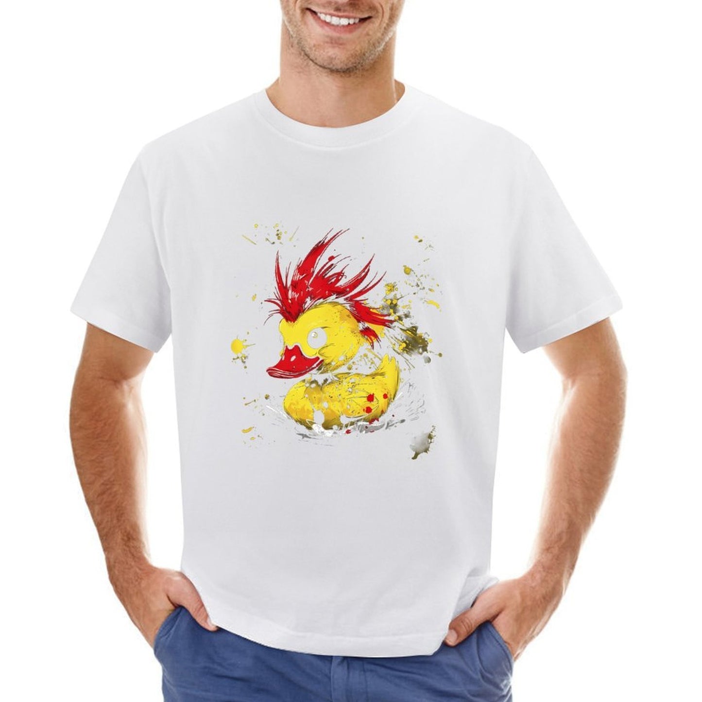Inkmay Casual Cotton T-shirt Stylish Duck With Red Hair Splatter Unisex T-shirtLifestyleLine ClassicStyle T-Shirt
