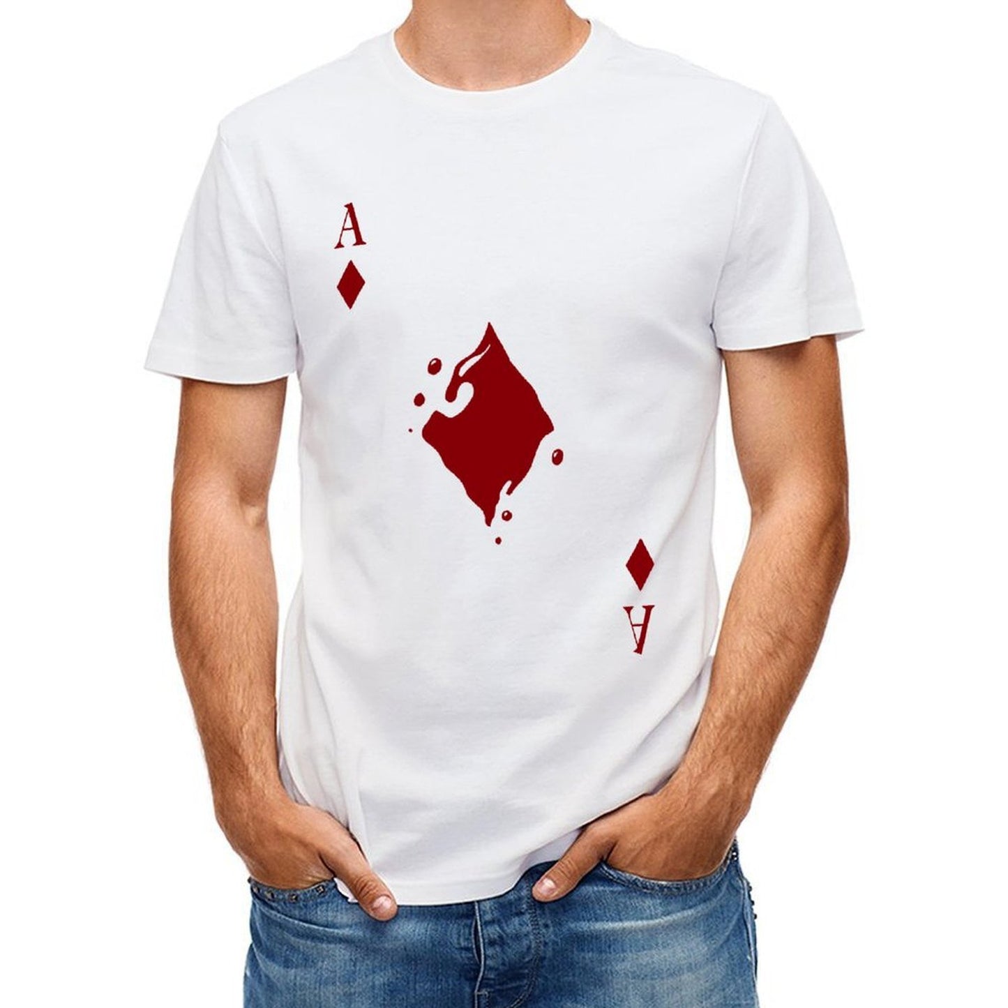 Inkmay Casual Cotton T-shirt Solid Red Background With White Border Unisex T-shirtCityStyle Street T-Shirt
