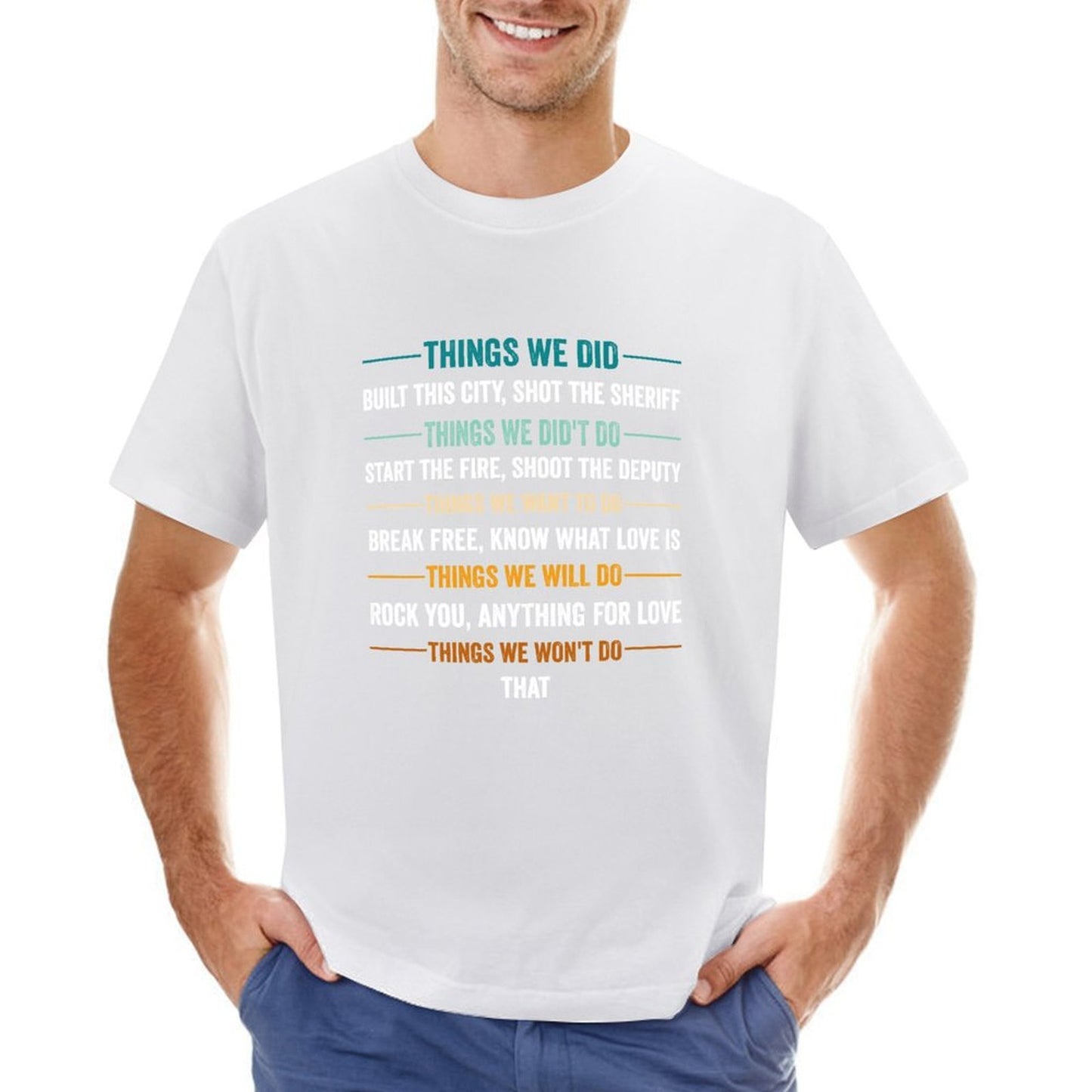 Inkmay Casual Cotton T-shirt Abstract Horizontal Stripes With Torn Edges Unisex T-shirtClassic Comfort T-Shirt