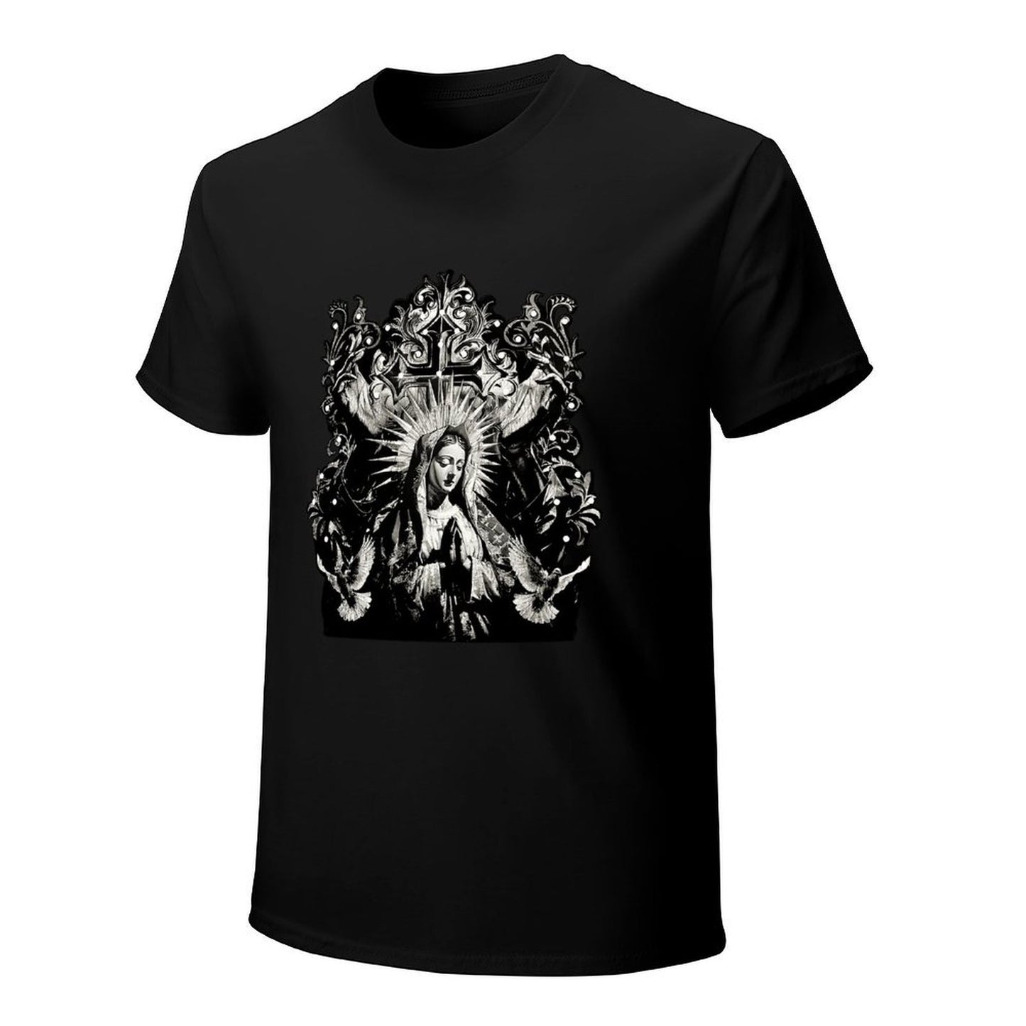 Inkmay Casual Cotton T-shirt Virgin Mary With Radiant Halo Wings Unisex T-shirtOversized Premium Finish T-Shirt