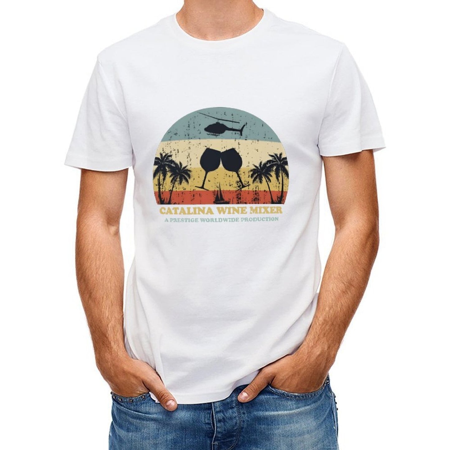 Inkmay Casual Cotton T-shirt Catalina Wine Mixer Helicopter Palm Trees Unisex T-shirtNeutral EverydayFit T-Shirt