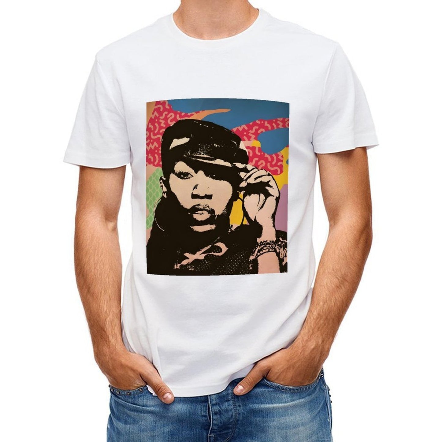 Inkmay Casual Cotton T-shirt Abstract Art With Bold Colors Unisex T-shirtHigh-Quality Relaxed T-Shirt