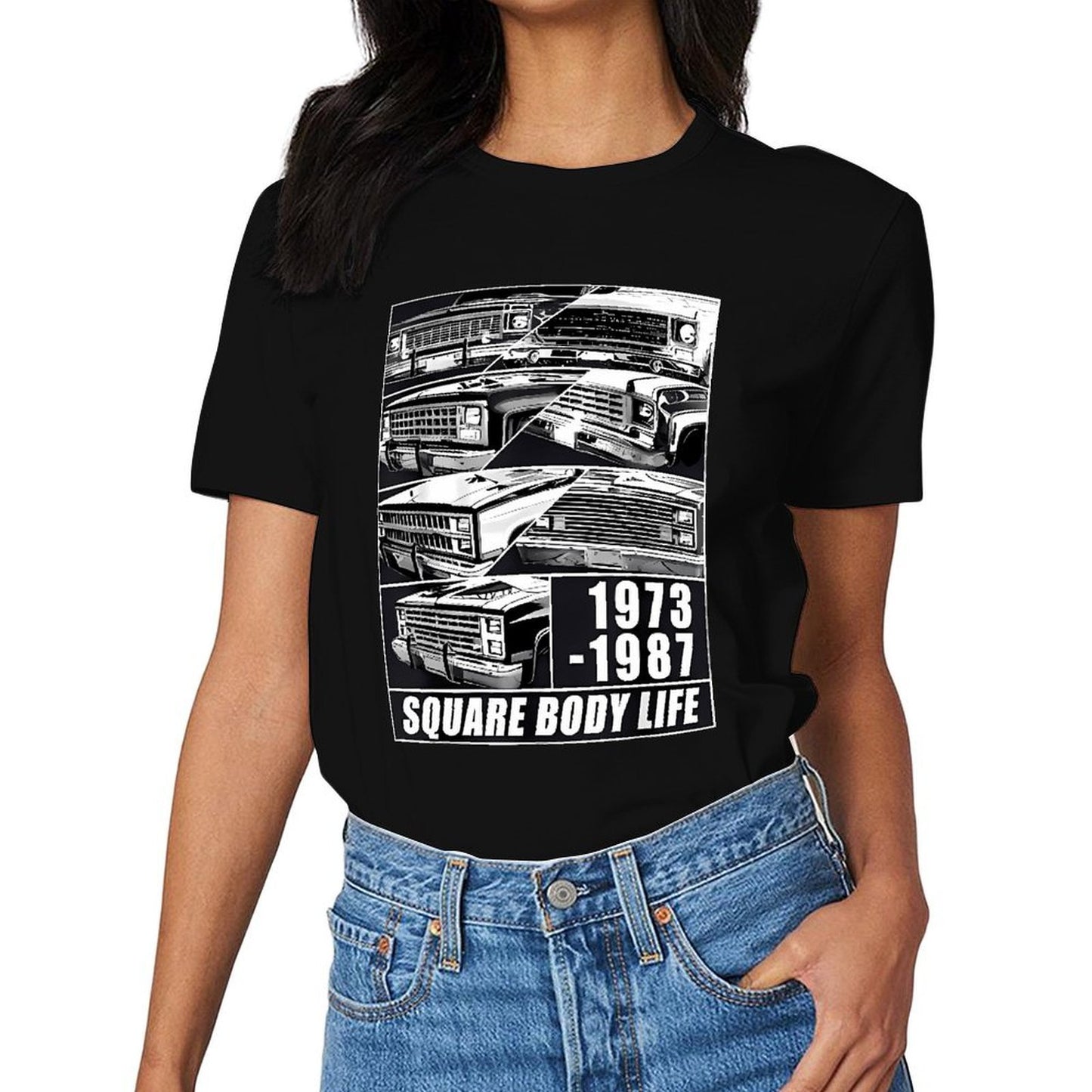 Inkmay Casual Cotton T-shirt Square Body Life Print Pattern Art Unisex T-shirtSoftstyle EverydayFit T-Shirt