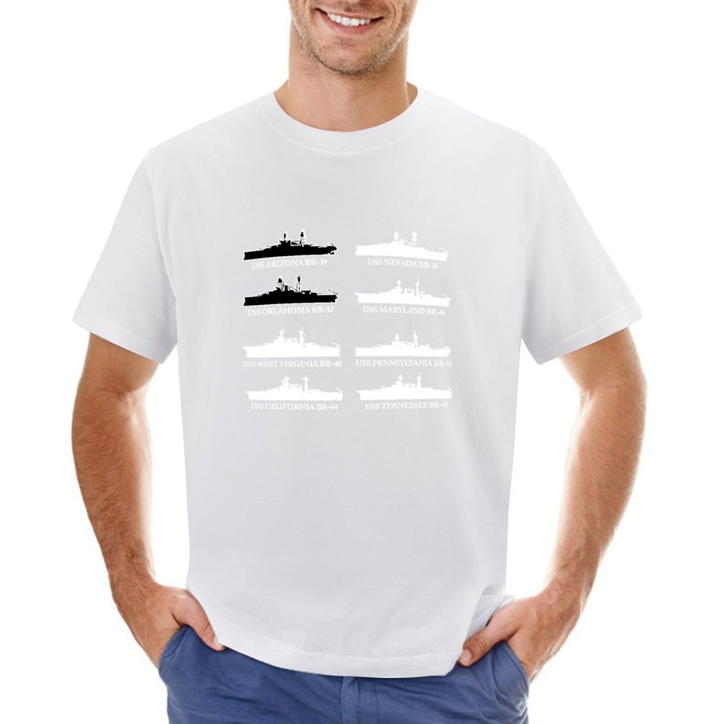 Inkmay Casual Cotton T-shirt Ship Silhouette On Abstract Background Pattern Unisex T-shirtMidweight Premium T-Shirt