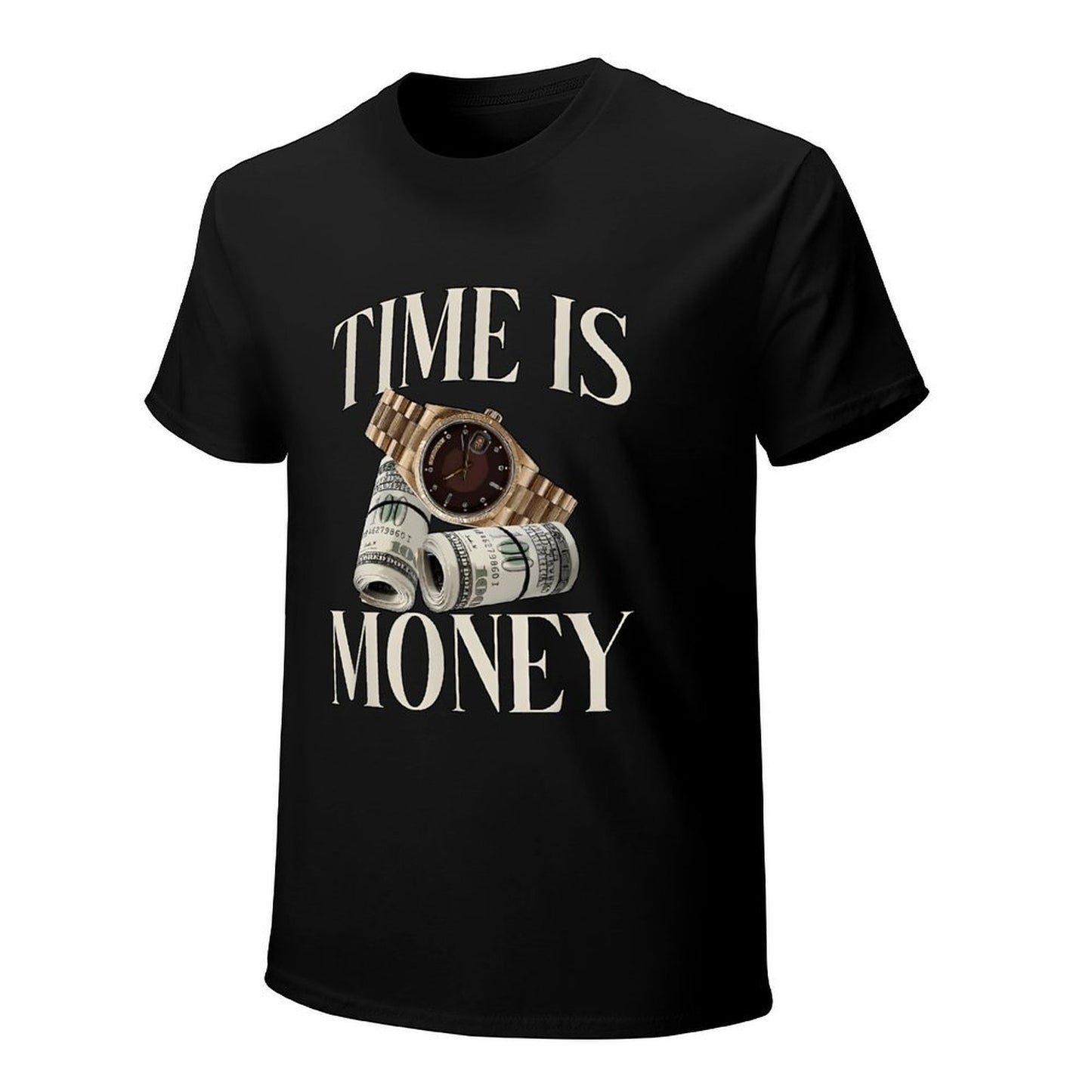 Inkmay Casual Cotton T-shirt Time Is Money Watch And Dollars Unisex T-shirtRetro Original T-Shirt