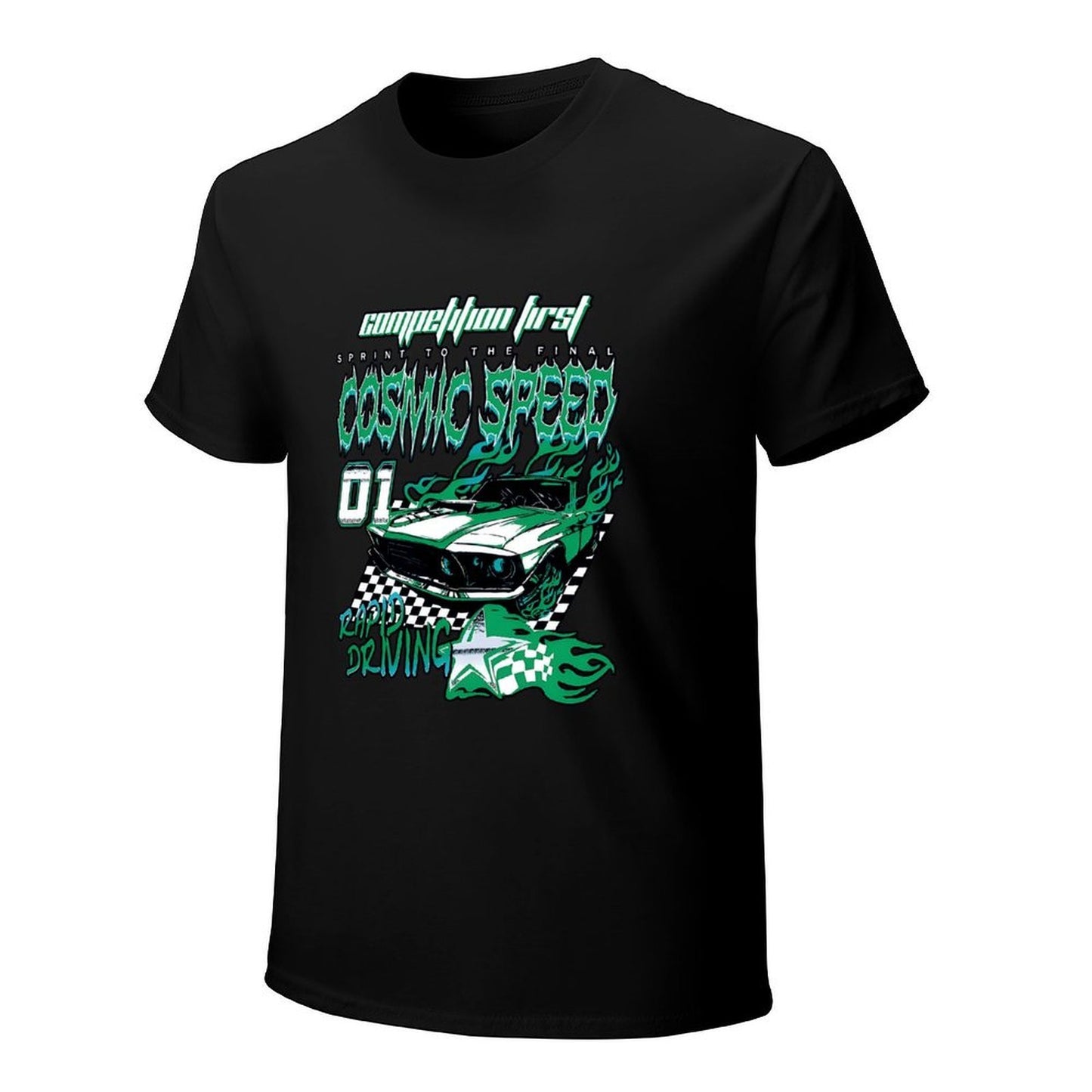 Inkmay Casual Cotton T-shirt Cosmic Speed Car Racing Design Art Unisex T-shirtHeat-Transfer Comfort T-Shirt