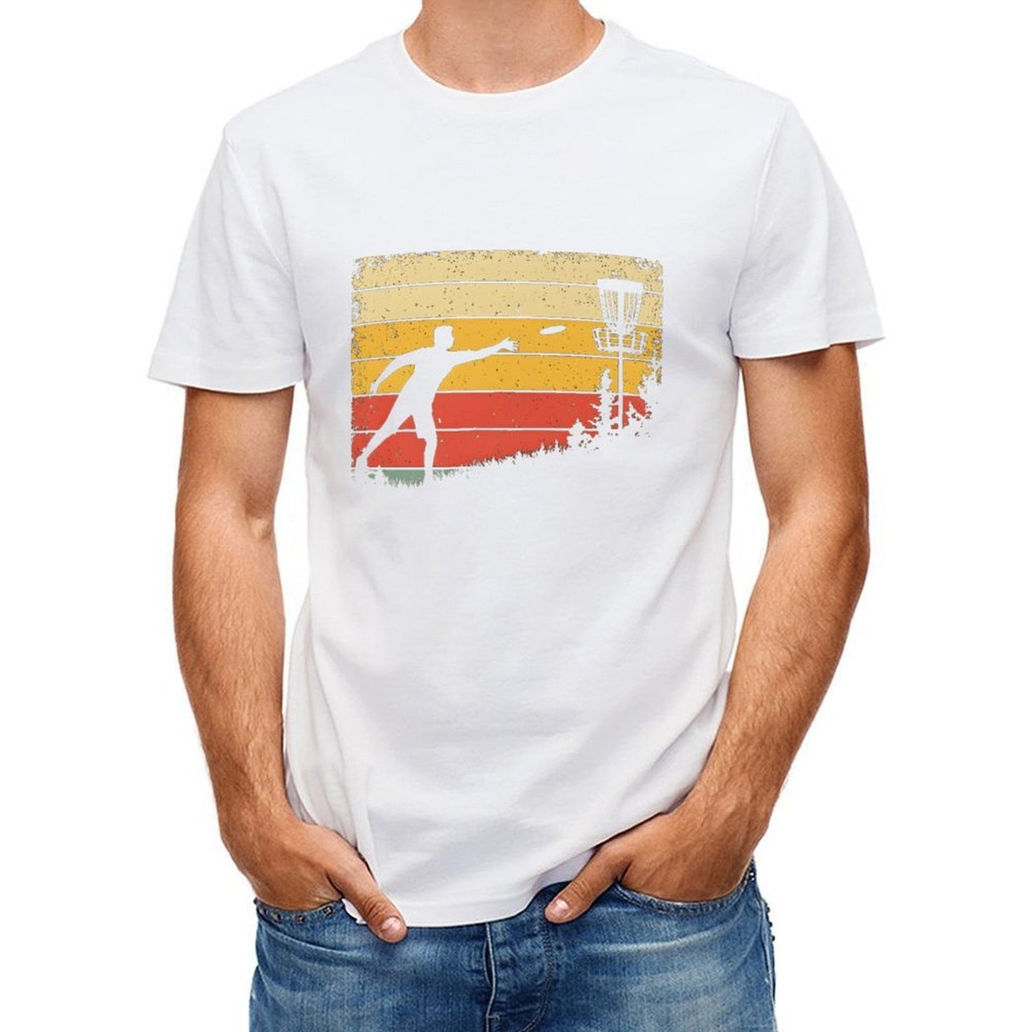 Inkmay Casual Cotton T-shirt Disc Golf Player Throwing Disc Artwork Unisex T-shirt