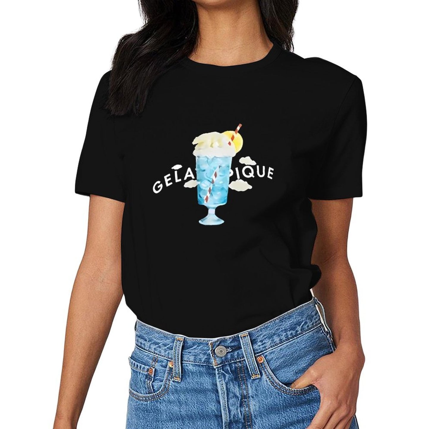 Inkmay Casual Cotton T-shirt Blue Ice Cream With Lemon Slice Unisex T-shirtFundraising Men¡¯s / Women¡¯s / Youth T-Shirt