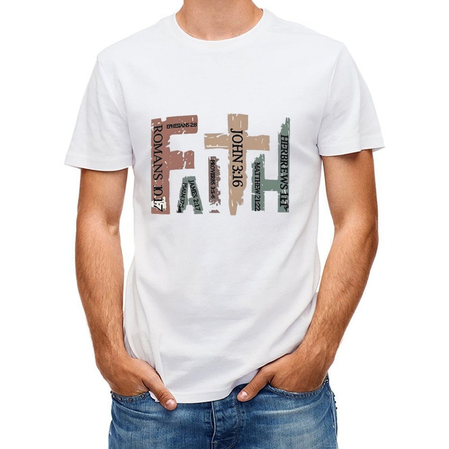 Inkmay Casual Cotton T-shirt Bible Verses On Colorful Backgrounds Unisex T-shirtStandard EverydayComfort T-Shirt