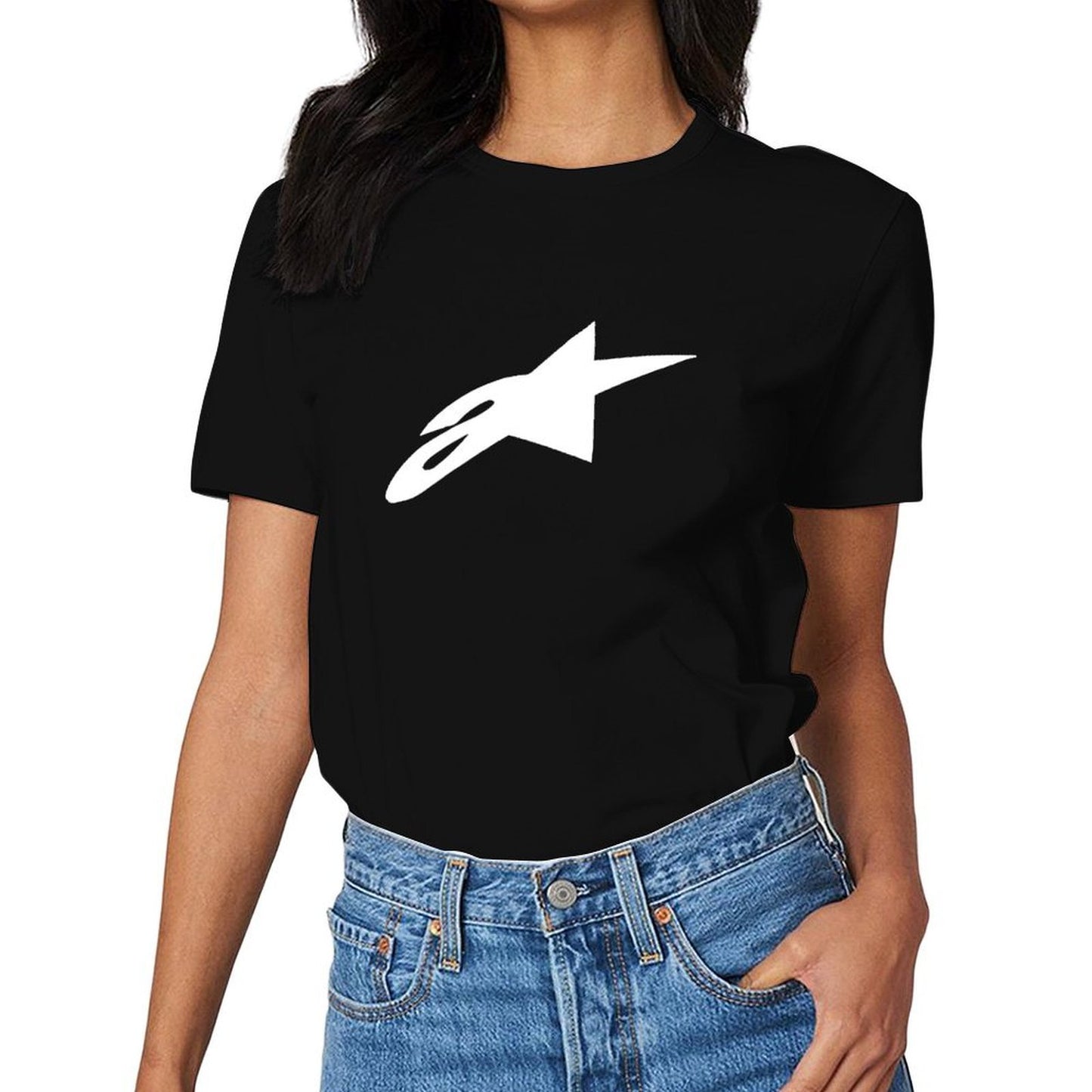 Inkmay Casual Cotton T-shirt Abstract White Logo On Gray Background Unisex T-shirtStandard Signature T-Shirt