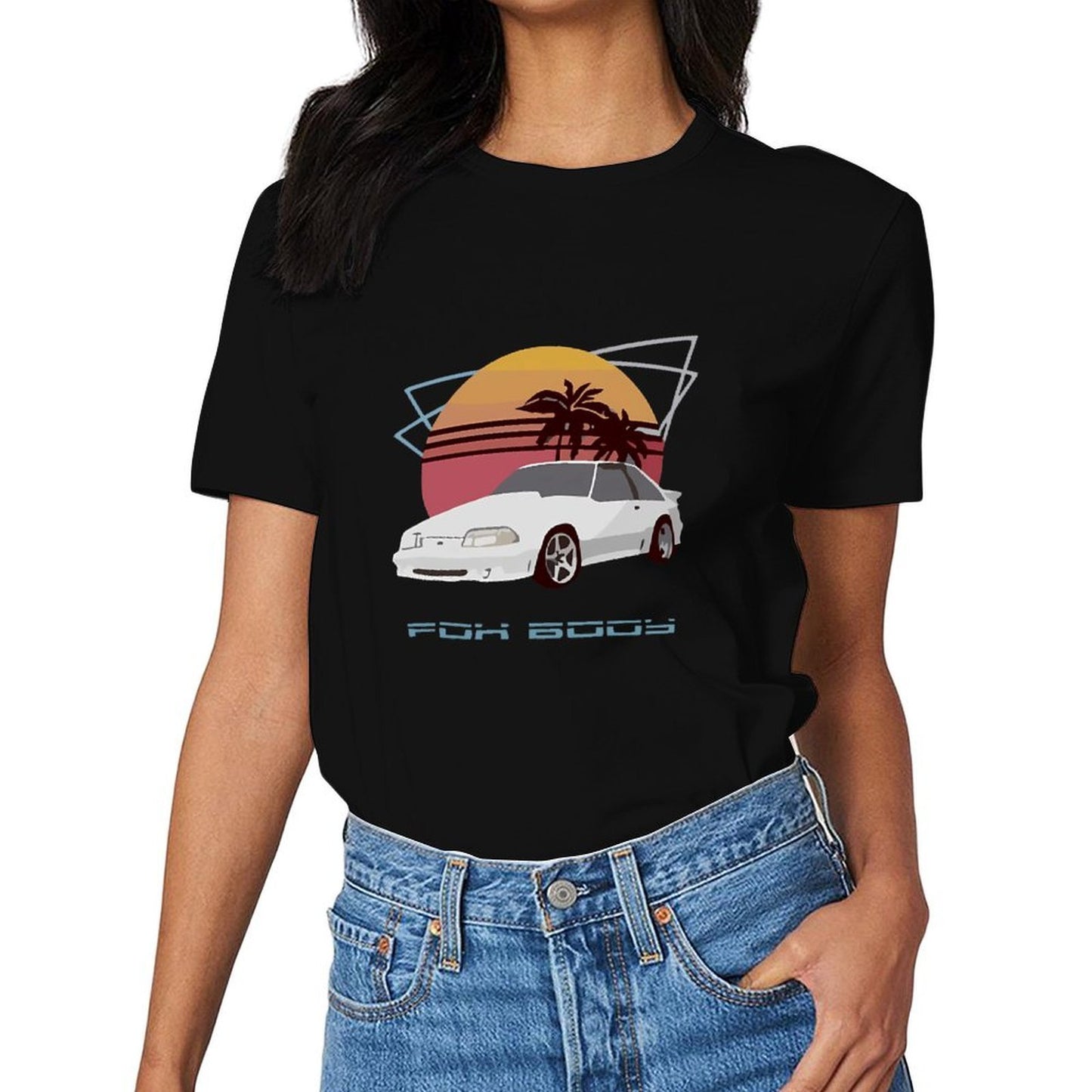 Inkmay Casual Cotton T-shirt Car Sunset Palm Trees Beach Scene Unisex T-shirtFresh Indoor T-Shirt