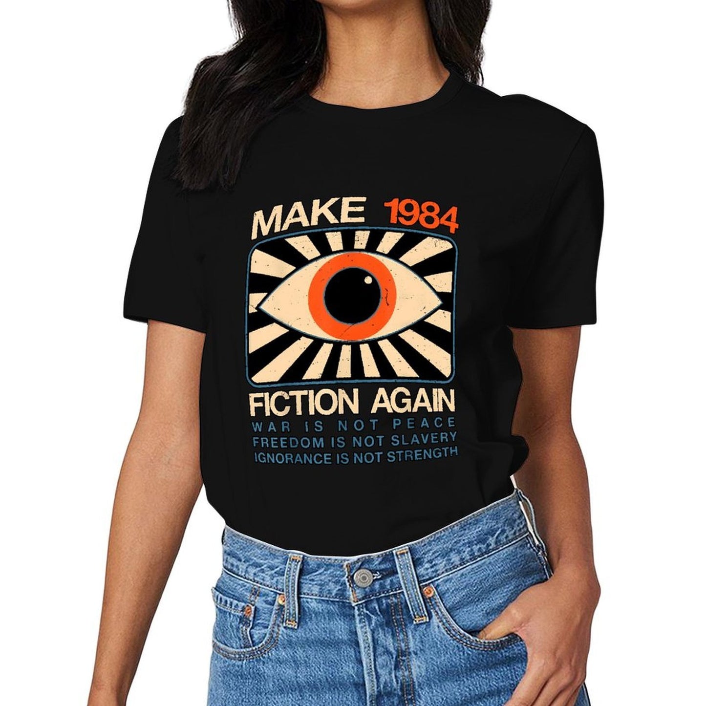 Inkmay Casual Cotton T-shirt Make 1984 Fiction Again War Unisex T-shirtFade-Resistant PremiumSeries T-Shirt