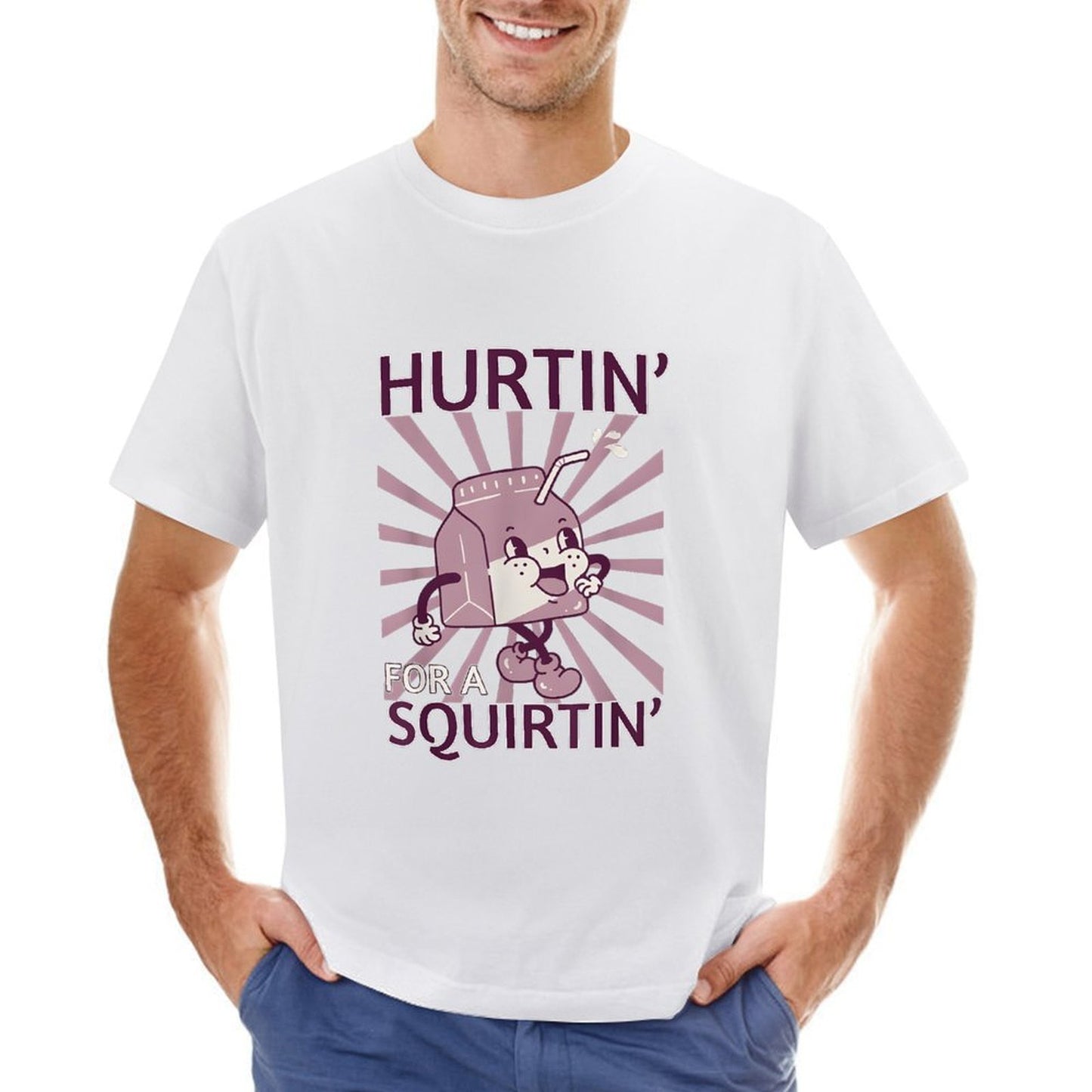 Inkmay Casual Cotton T-shirt Cartoon Squirt Bottle With Happy Face Unisex T-shirtSharp Regular T-Shirt