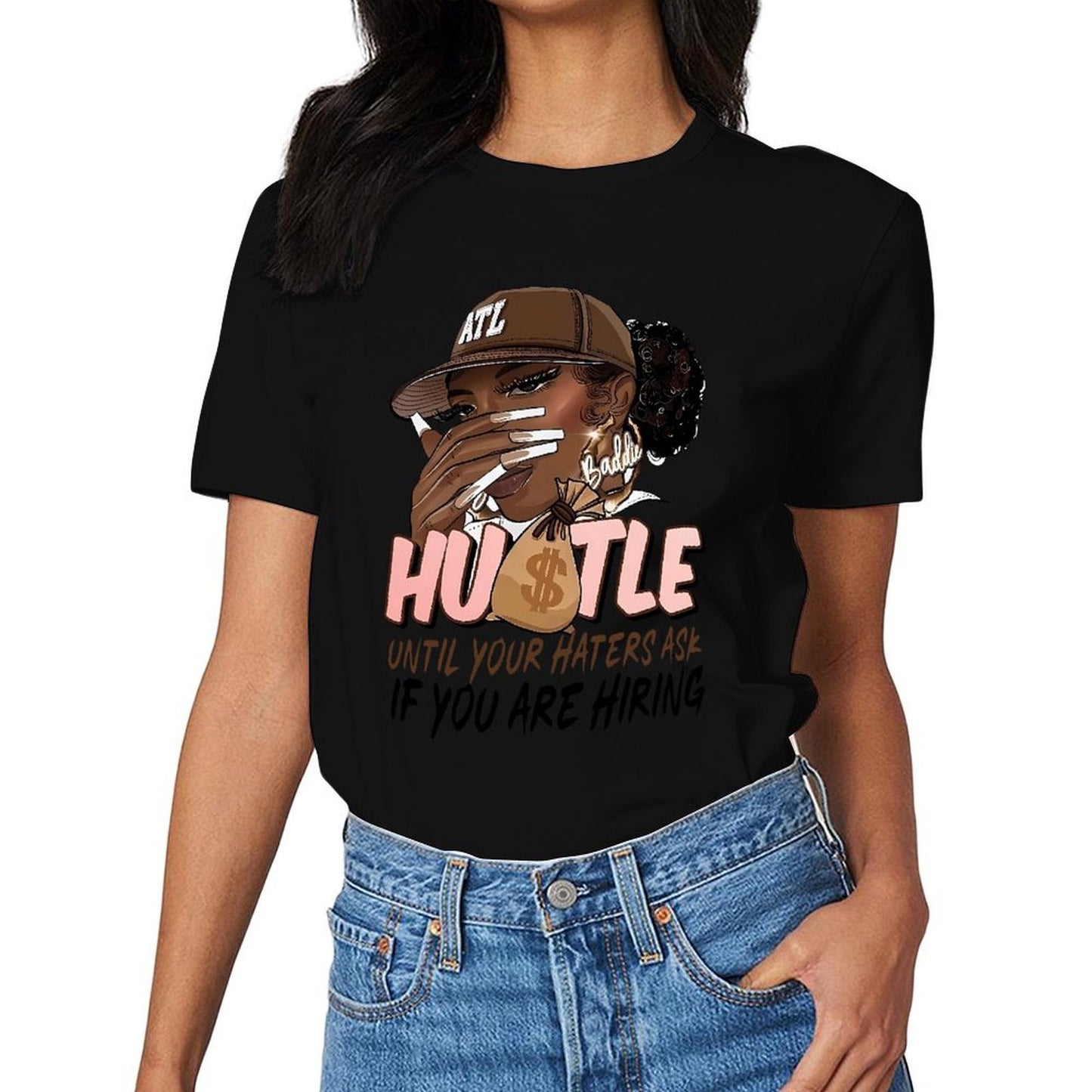 Inkmay Casual Cotton T-shirt Atlanta Hustle Artwork With Moneybag Unisex T-shirtModernFit RelaxFit T-Shirt