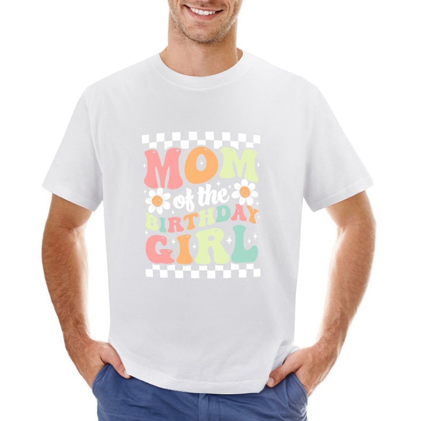 Inkmay Casual Cotton T-shirt Abstract Colorful Shapes On White Background Unisex T-shirtVintage Crew Neck T-Shirt
