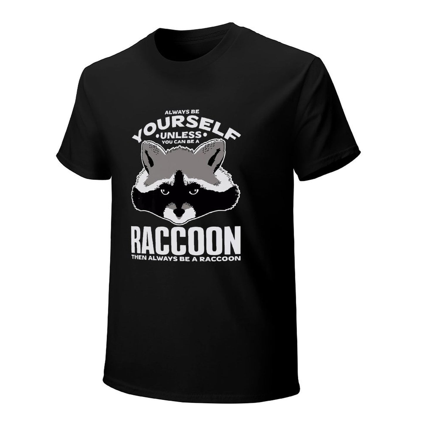 Inkmay Casual Cotton T-shirt Raccoon Face With Text Overlay Unisex T-shirt
