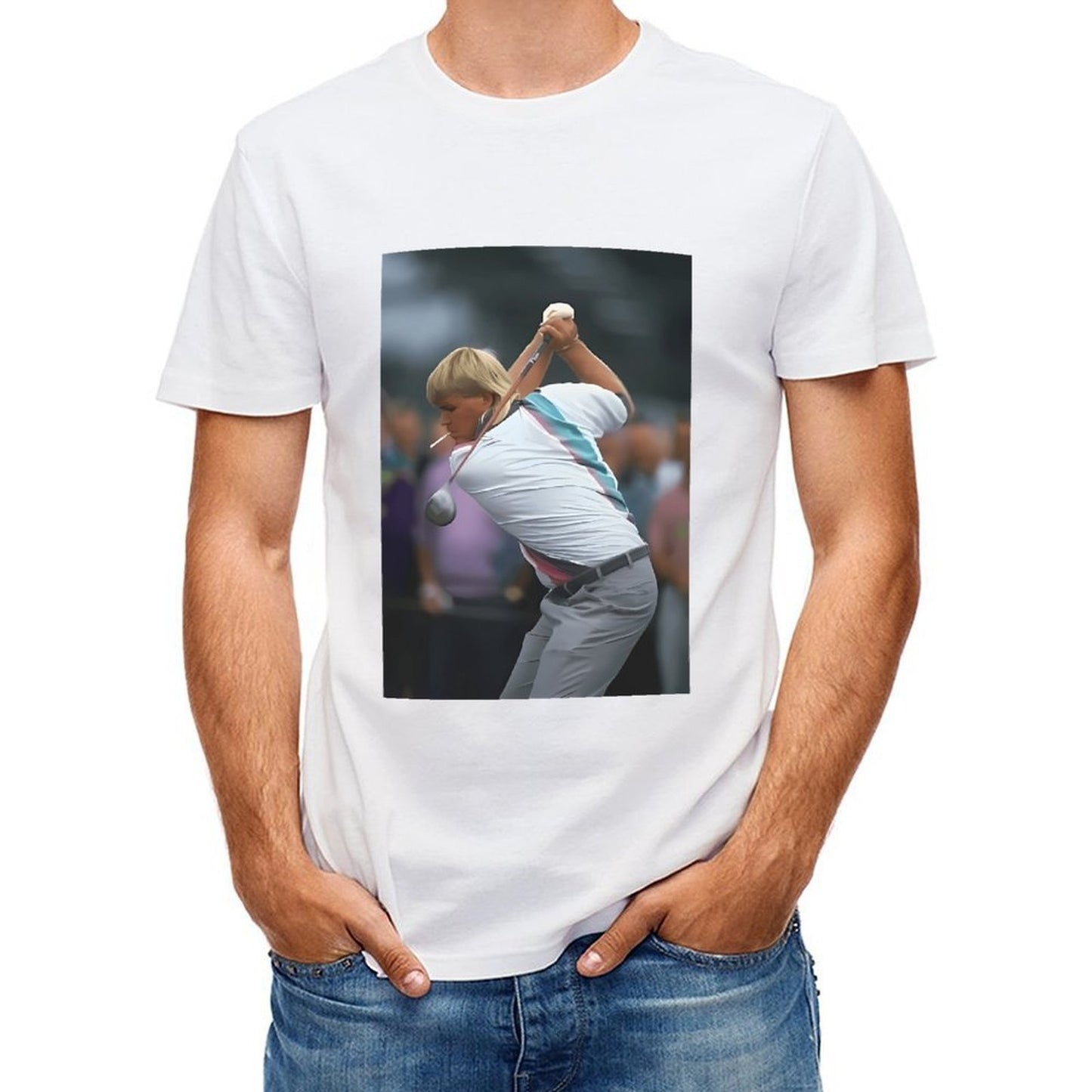 Inkmay Casual Cotton T-shirt Golf Player Swinging Club Boldly Unisex T-shirtClassicSeries StreetStyle T-Shirt