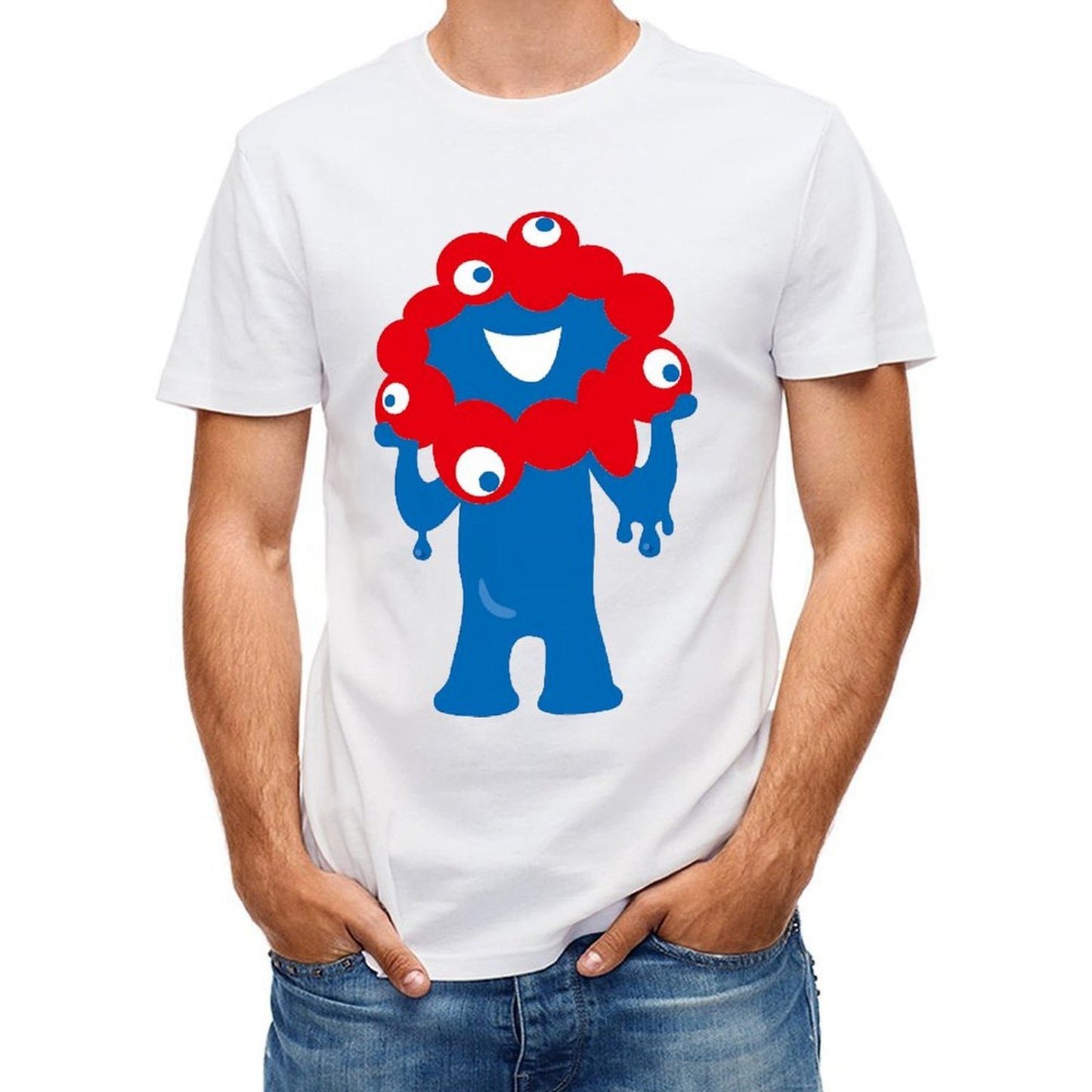 Inkmay Casual Cotton T-shirt Blue Creature With Red Spots Unisex T-shirtEverydayComfort Heritage T-Shirt