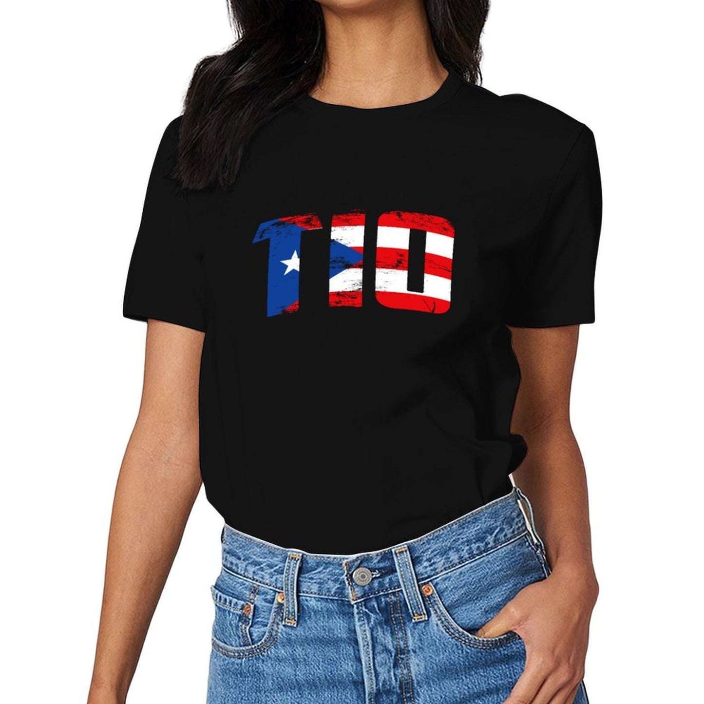 Inkmay Casual Cotton T-shirt Puerto Rican Flag Pattern Print Design Unisex T-shirtDailyFit SimpleFit T-Shirt