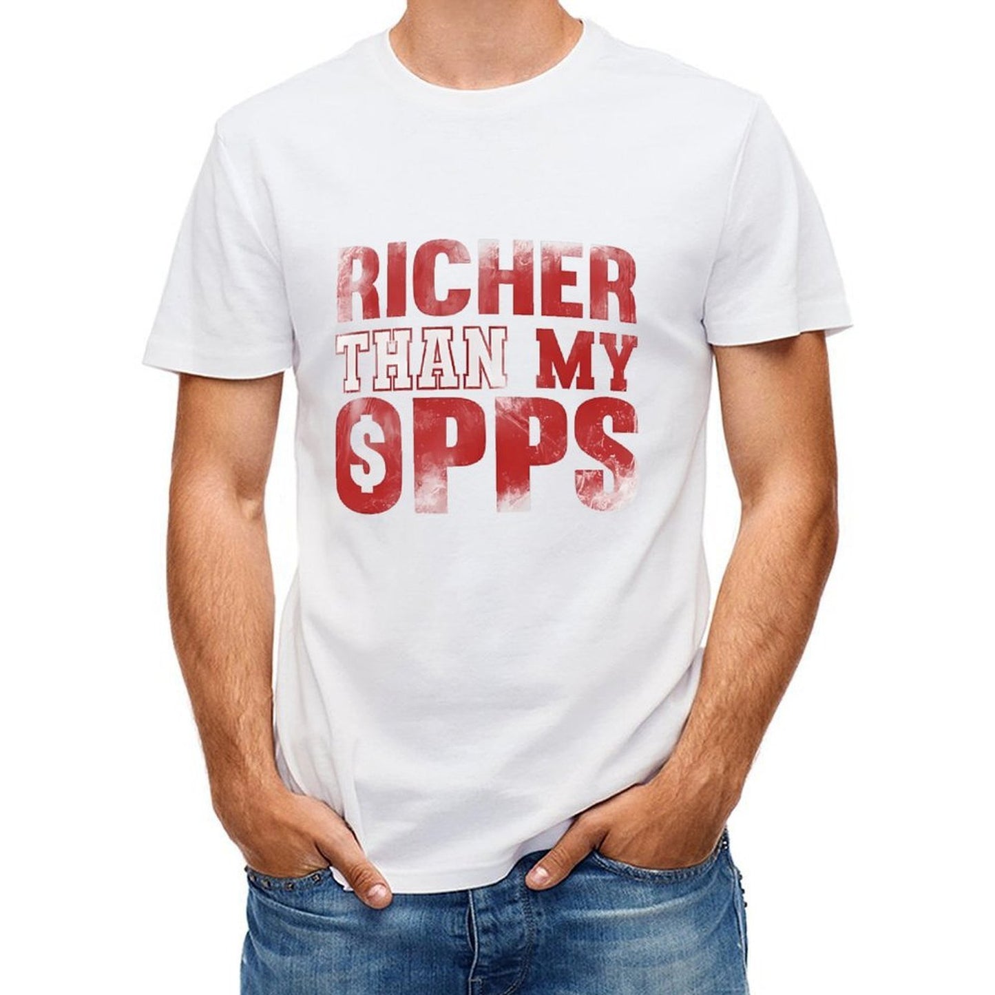 Inkmay Casual Cotton T-shirt Richer Than My Sprs Pattern Print Unisex T-shirtStreet EssentialFit T-Shirt