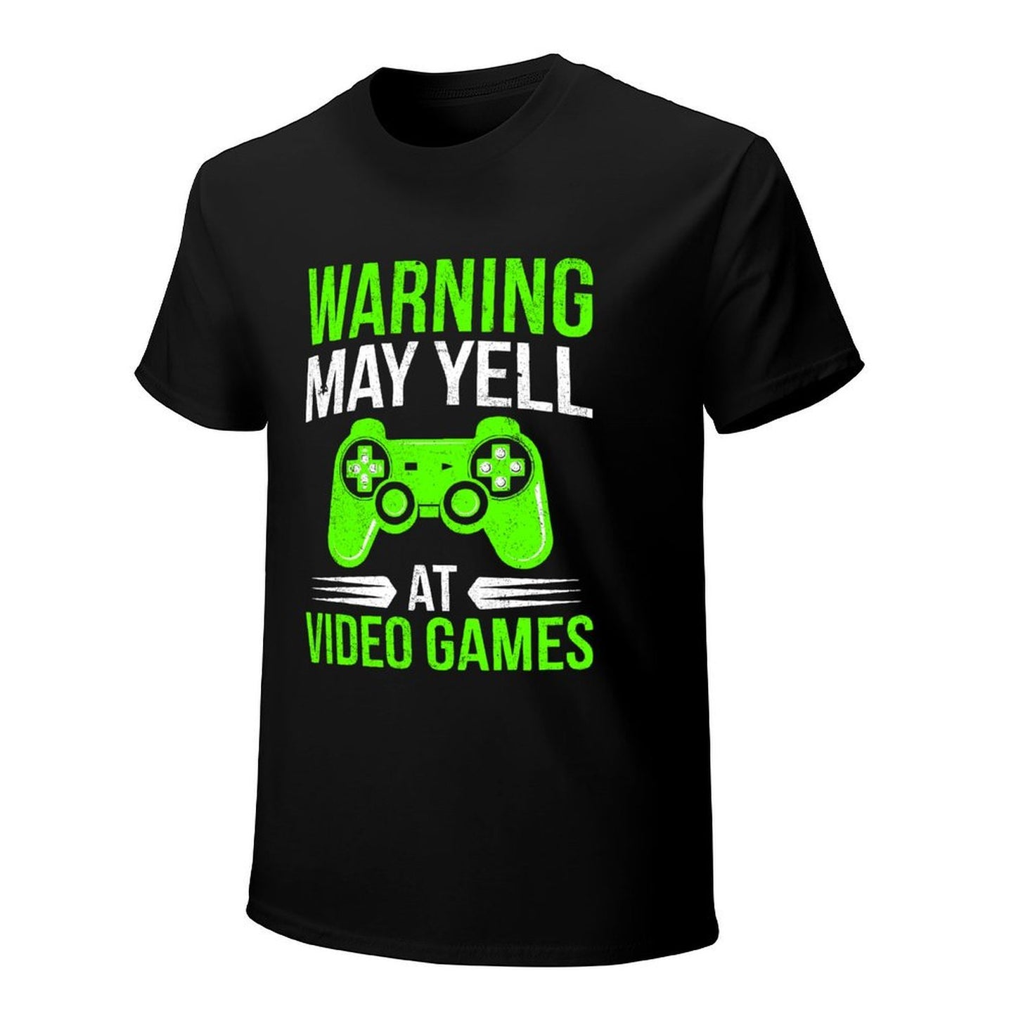 Inkmay Casual Cotton T-shirt Green Game Controller On White Background Unisex T-shirt