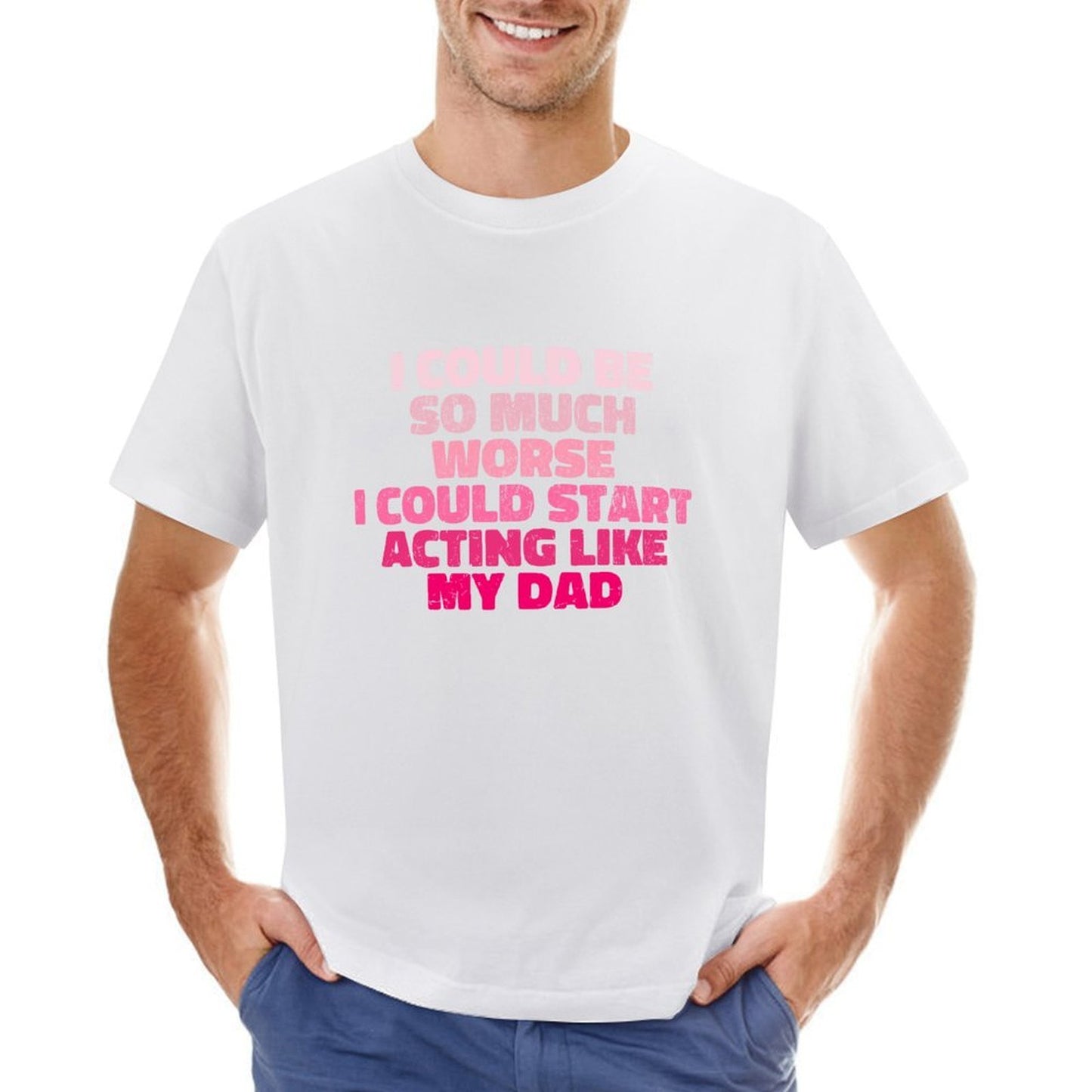 Inkmay Casual Cotton T-shirt Abstract Pink Layers Form Unique Design Unisex T-shirtLooseFit Performance T-Shirt