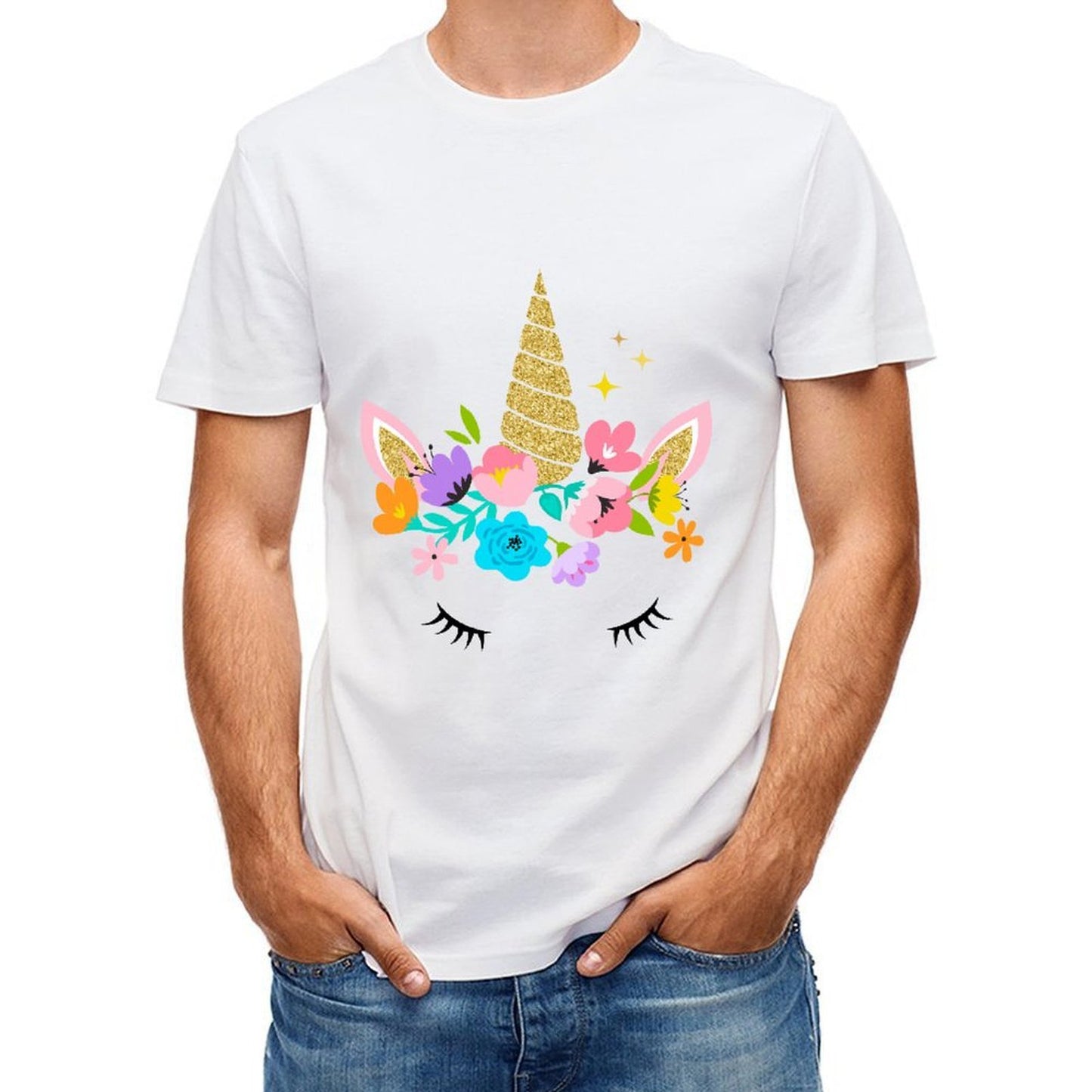 Inkmay Casual Cotton Unisex T-ShirtClean Edges Sharp T-Shirt