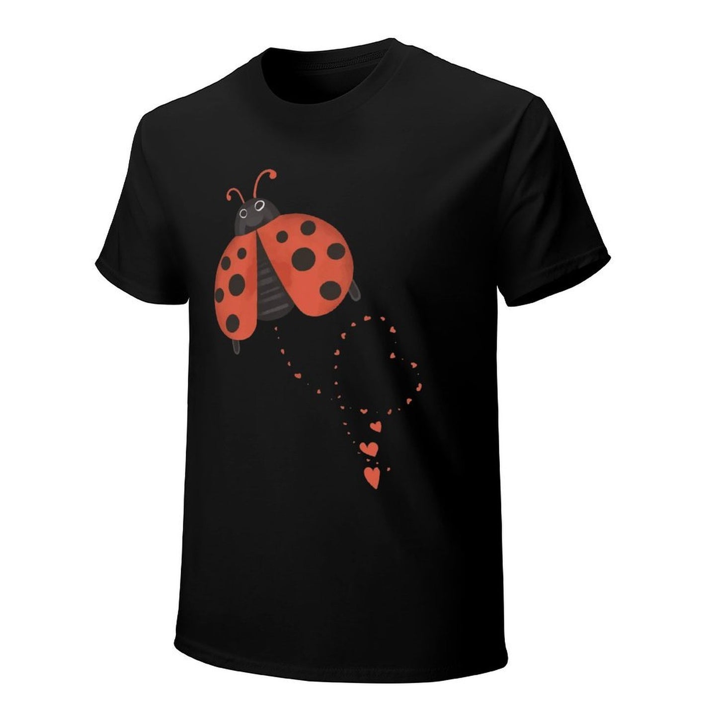 Inkmay Casual Cotton T-shirt Ladybug Pattern With Hearts And Spots Unisex T-shirtSoftWear Recycled T-Shirt