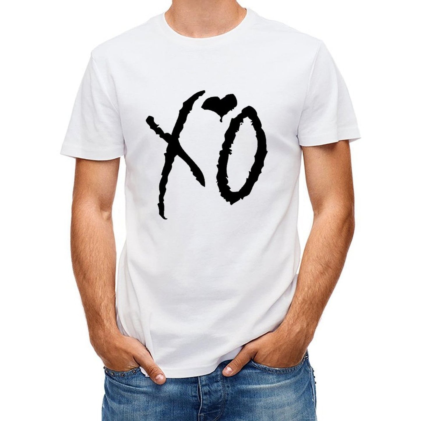 Inkmay Casual Cotton T-shirt Abstract Geometric Shapes In Black White Unisex T-shirtYearRound Heat-Transfer T-Shirt