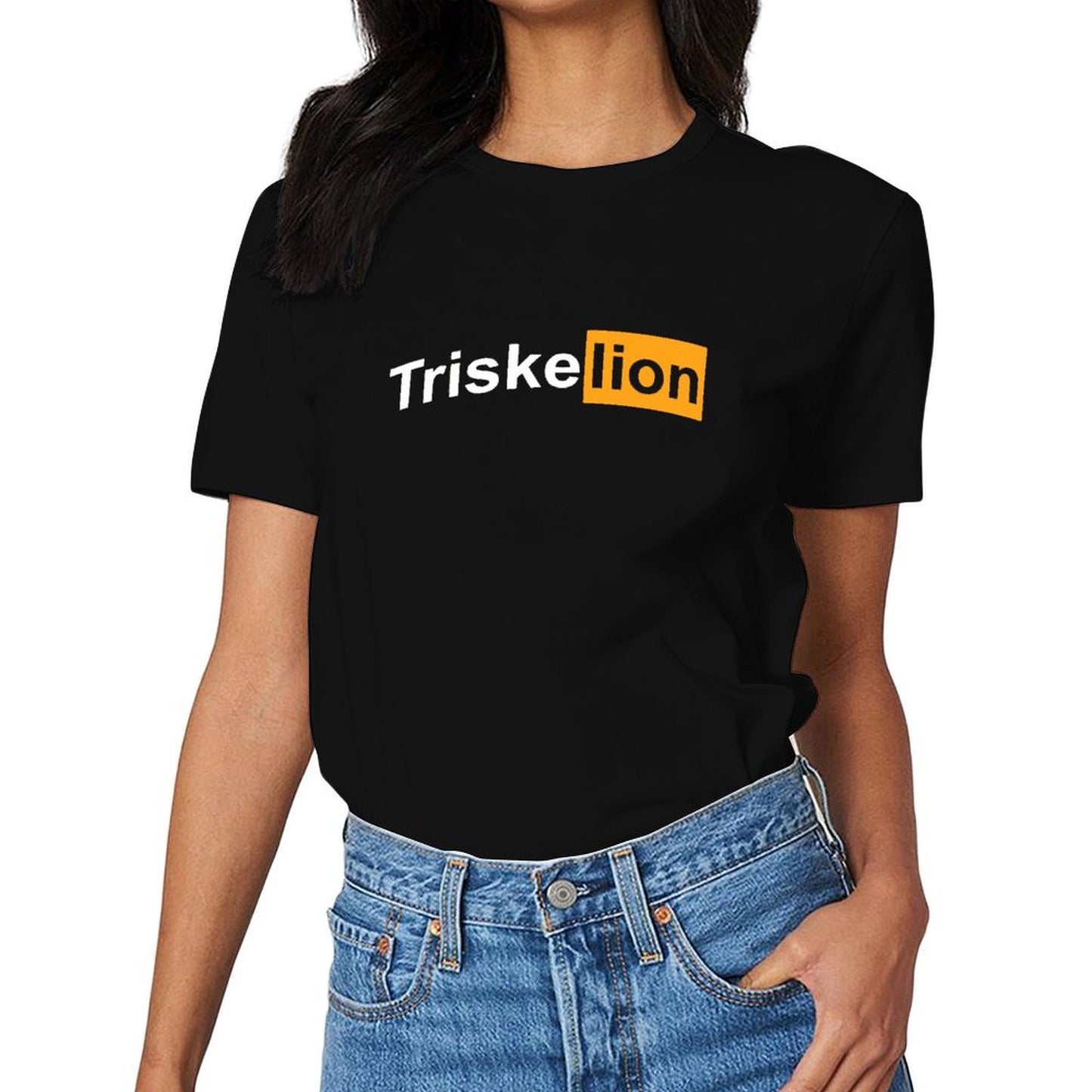 Inkmay Casual Cotton T-shirt Abstract Orange And White Design Unisex T-shirtEasy-Care Clean T-Shirt
