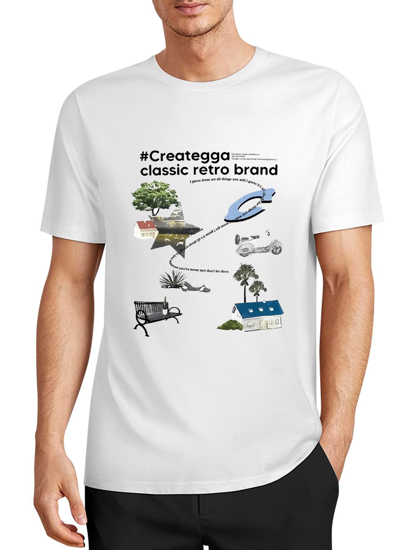 Inkmay Casual Cotton T-shirt Cityscape With Trees And Buildings Unisex T-shirtSharp Premium T-Shirt