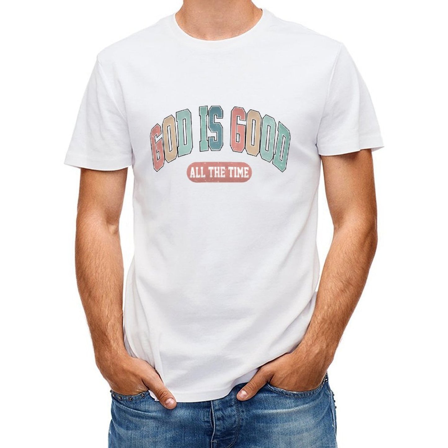 Inkmay Casual Cotton T-shirt God Is Good All The Time Unisex T-shirtHigh-Quality Unisex T-Shirt