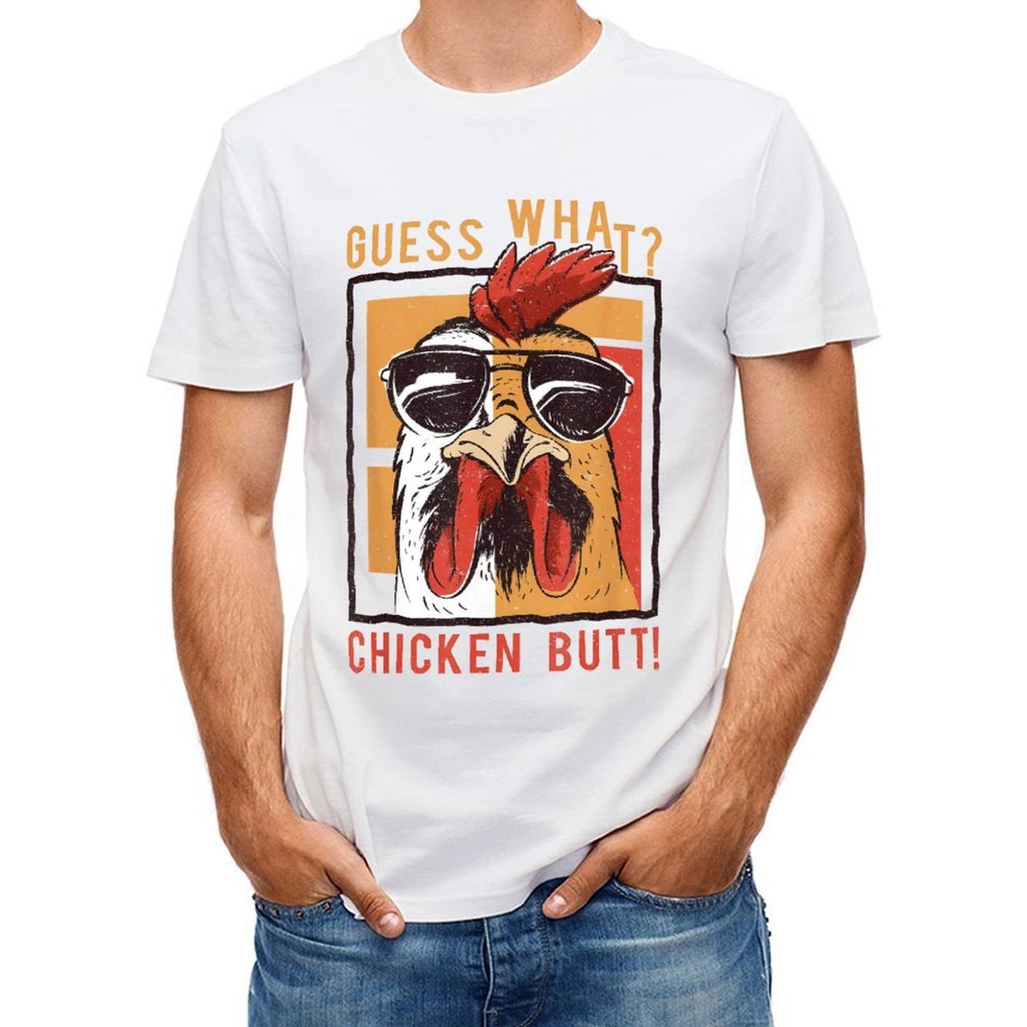 Inkmay Casual Cotton T-shirt Chicken Butt Print With Sunglasses Design Unisex T-shirtPremium Finish Chill T-Shirt