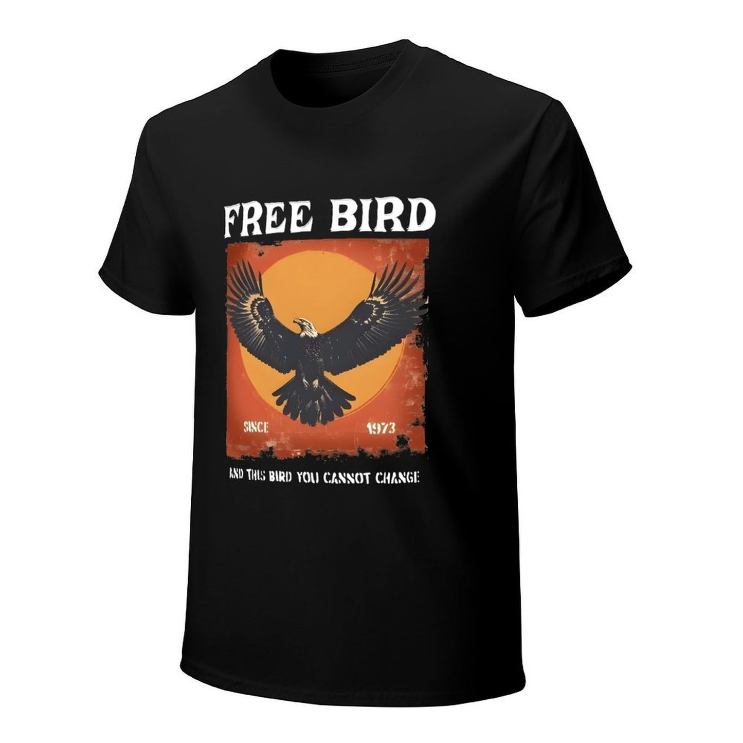 Inkmay Casual Cotton T-shirt Eagle Soaring Against Orange Sky Background Unisex T-shirtSoftTouch PureStyle T-Shirt