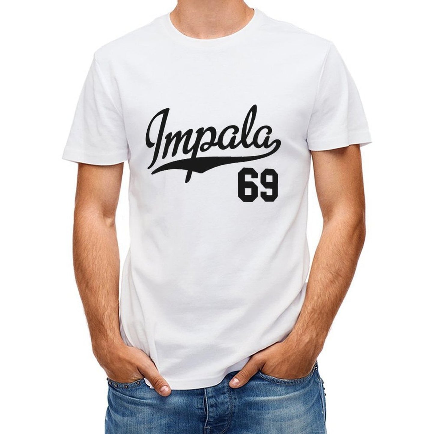 Inkmay Casual Cotton T-shirt Impala Sixty Nine Script Design Artwork Unisex T-shirtYearRound Pure T-Shirt