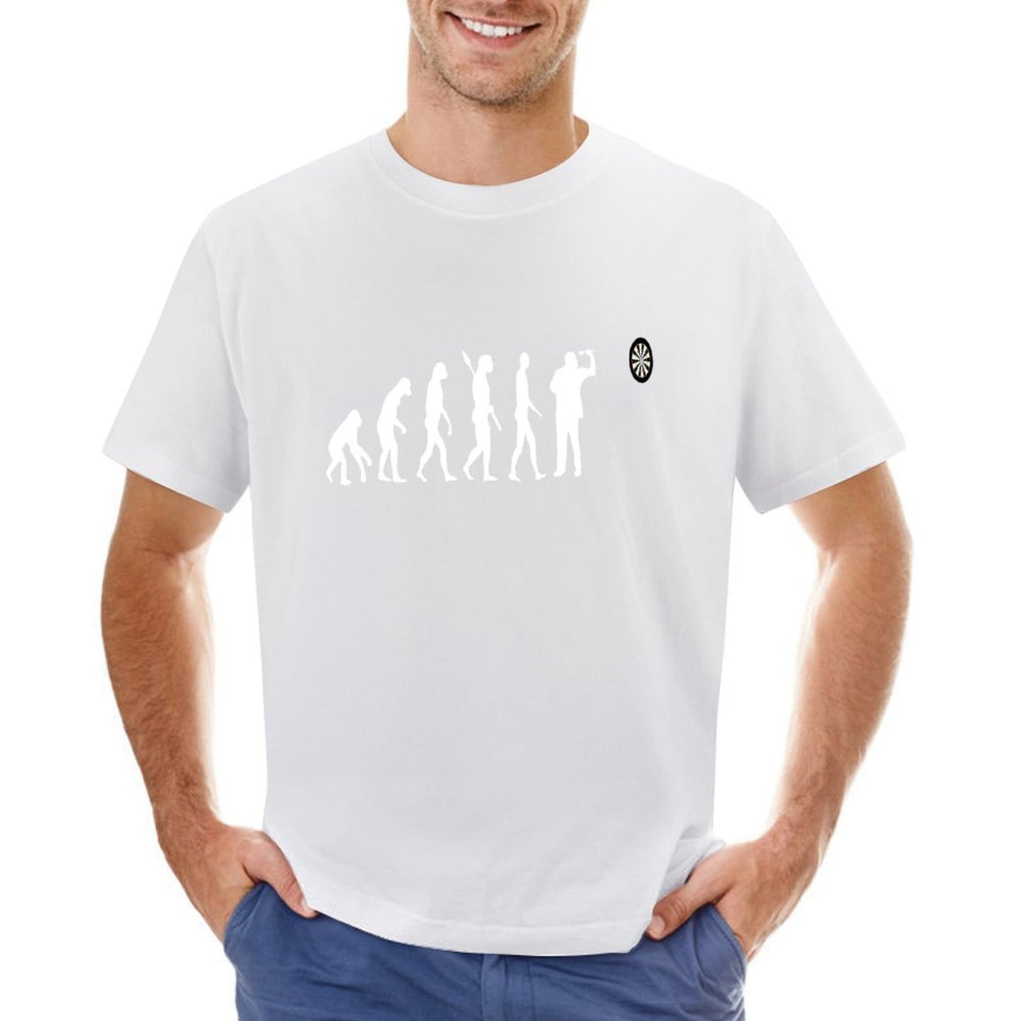 Inkmay Casual Cotton T-shirt Evolution Progression To Dart Throwing Unisex T-shirtClassic Made-to-Order T-Shirt