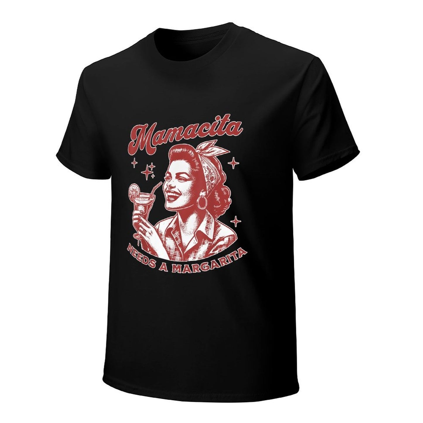 Inkmay Casual Cotton T-shirt Retro Woman Holding Cocktail Glass Artwork Unisex T-shirtBasicSeries Heritage T-Shirt