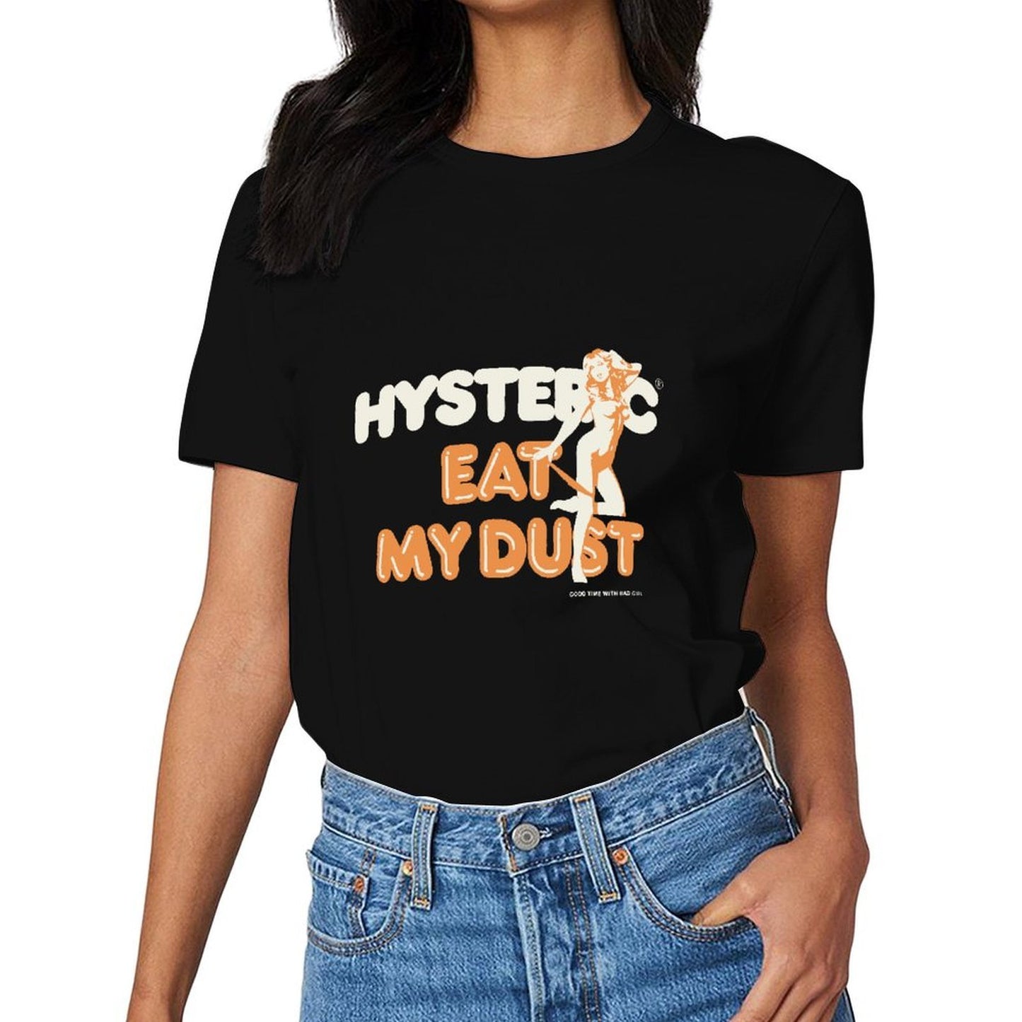 Inkmay Casual Cotton T-shirt Eat My Dust Orange Background Design Unisex T-shirtTrueFit Lifestyle T-Shirt