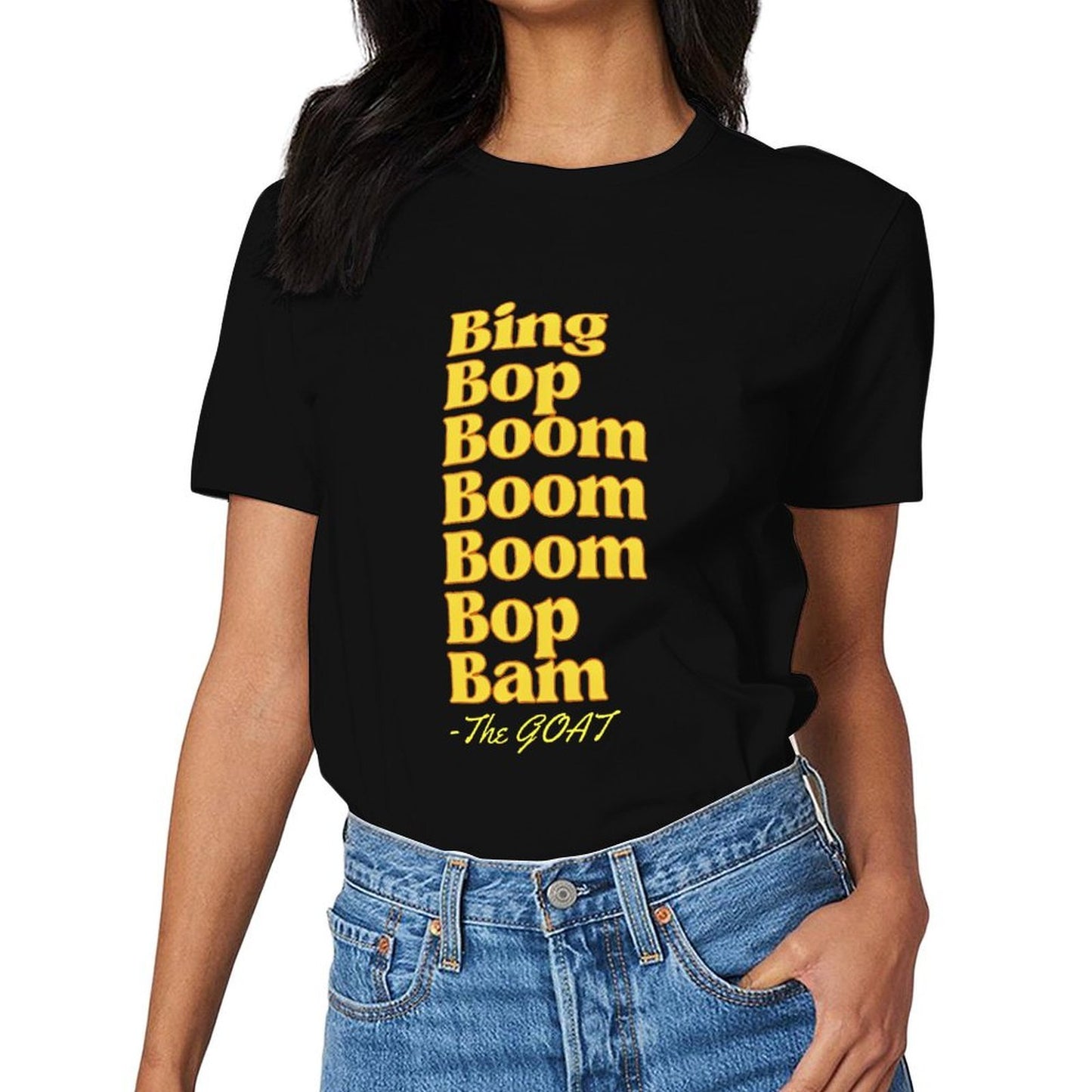 Inkmay Casual Cotton T-shirt Bing Bop Boom Pattern Print Design Unisex T-shirt